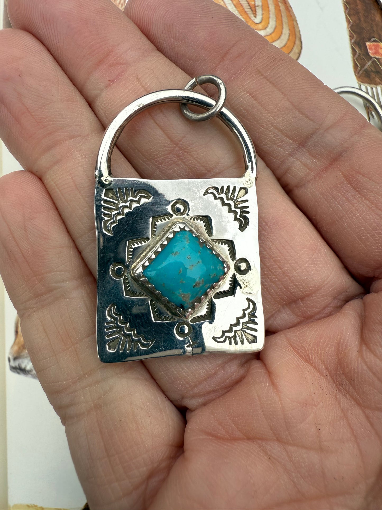Handstamped Sterling Turquoise Locks