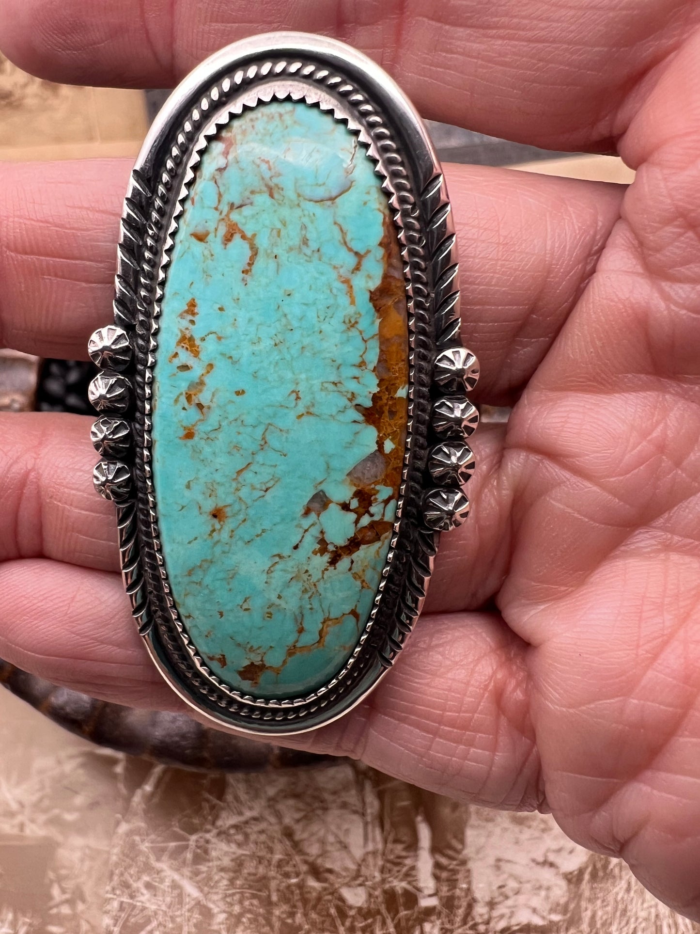 Large Turquoise Ring size 9 LE
