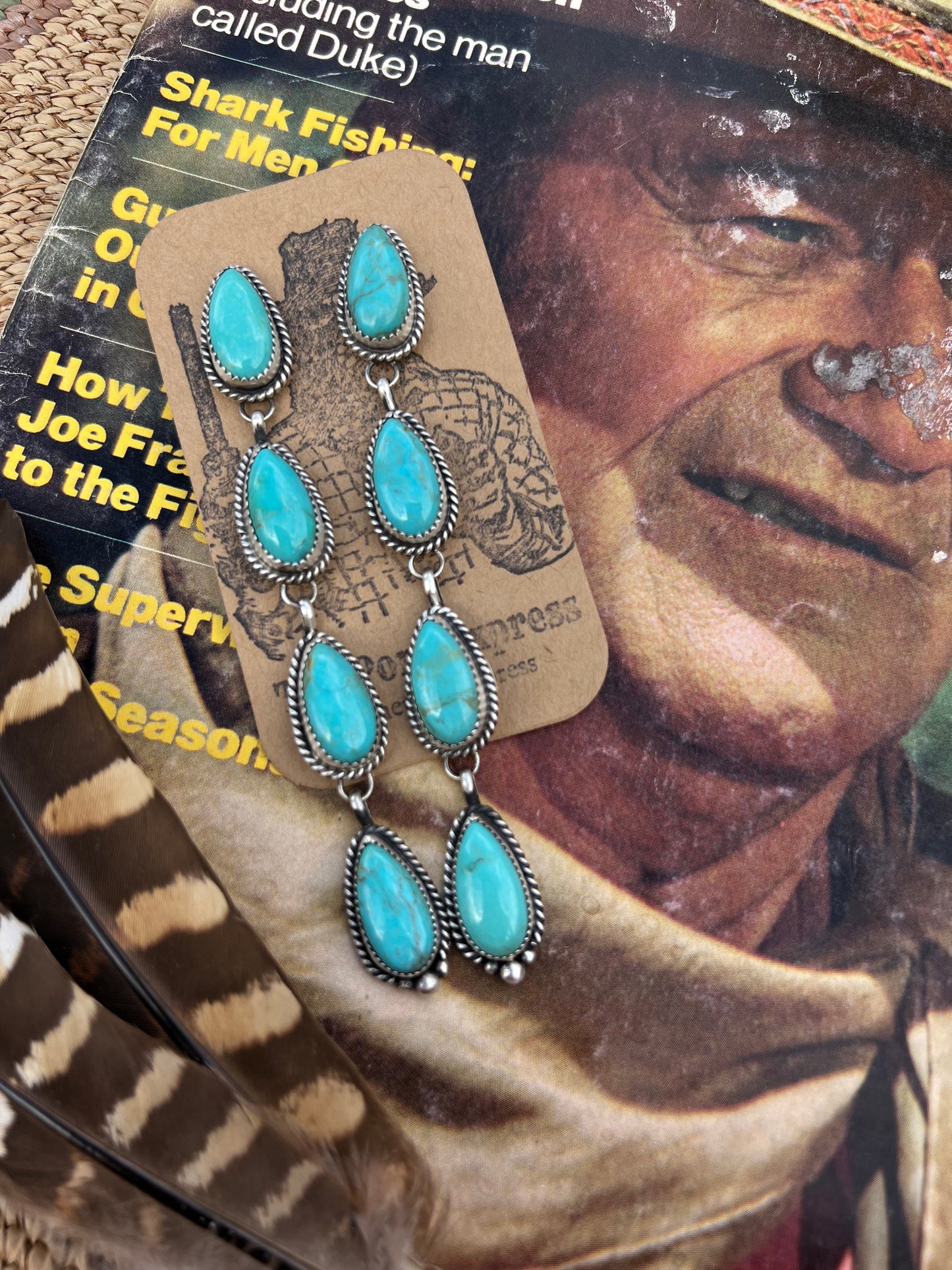 Turquoise 4 Tear Drop Earring