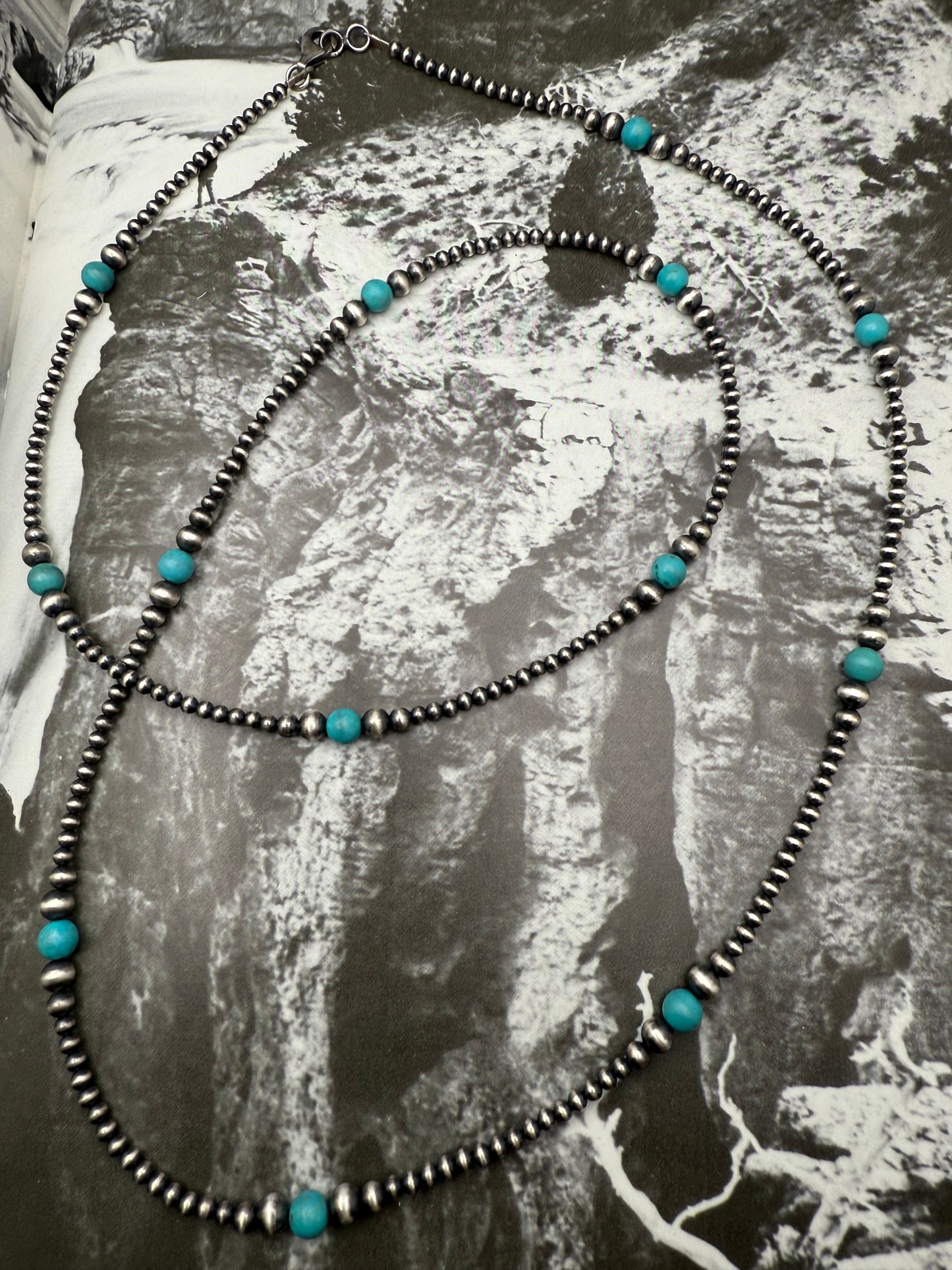 Round Turquoise Bead vari Pearl Necklace