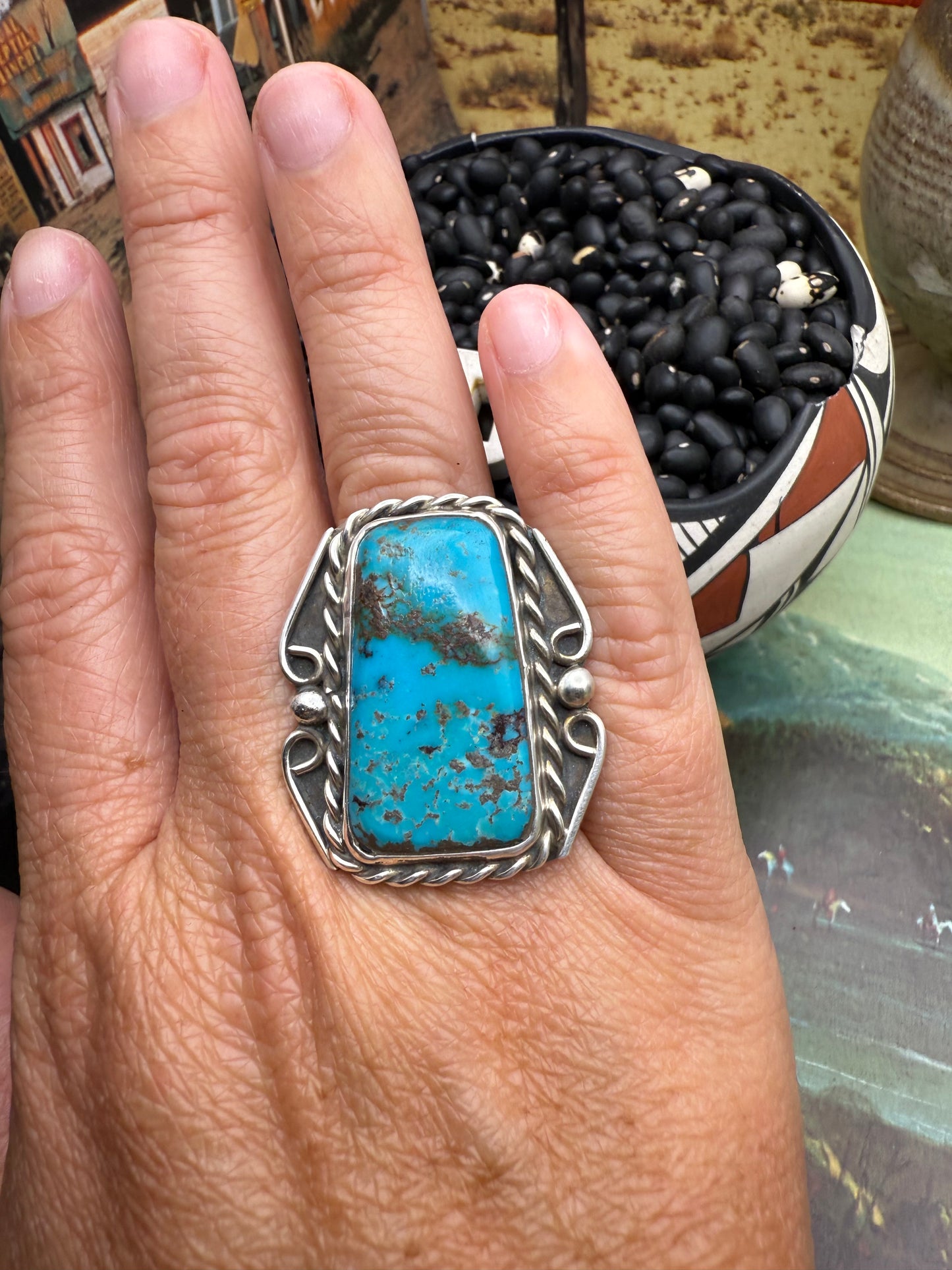 $99 Turquoise Statement Ring D size 7