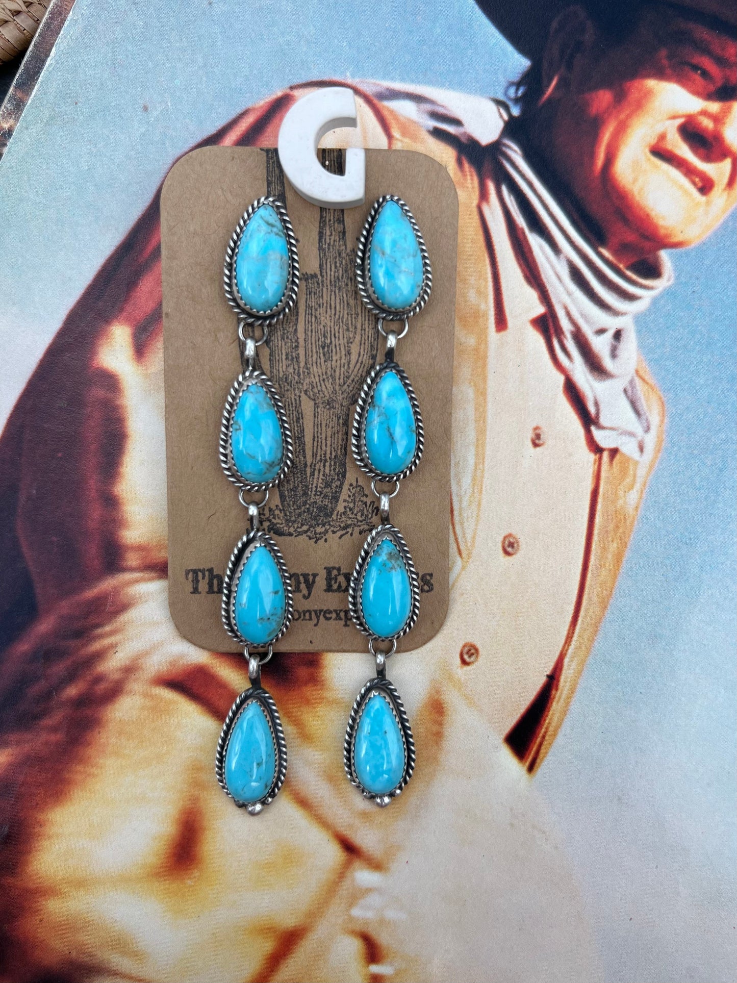 Turquoise 4 Tear Drop Earring