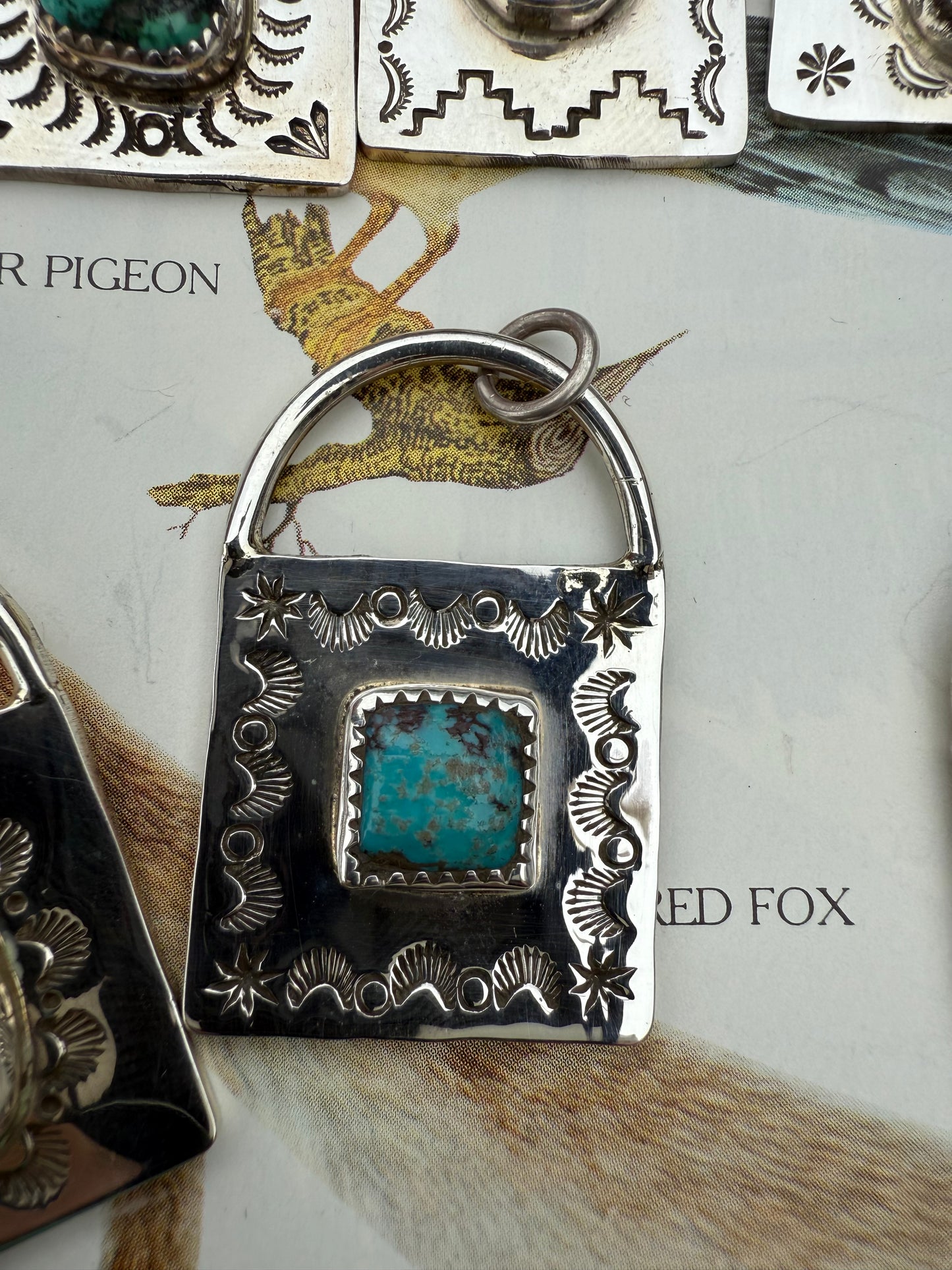 Handstamped Sterling Turquoise Locks