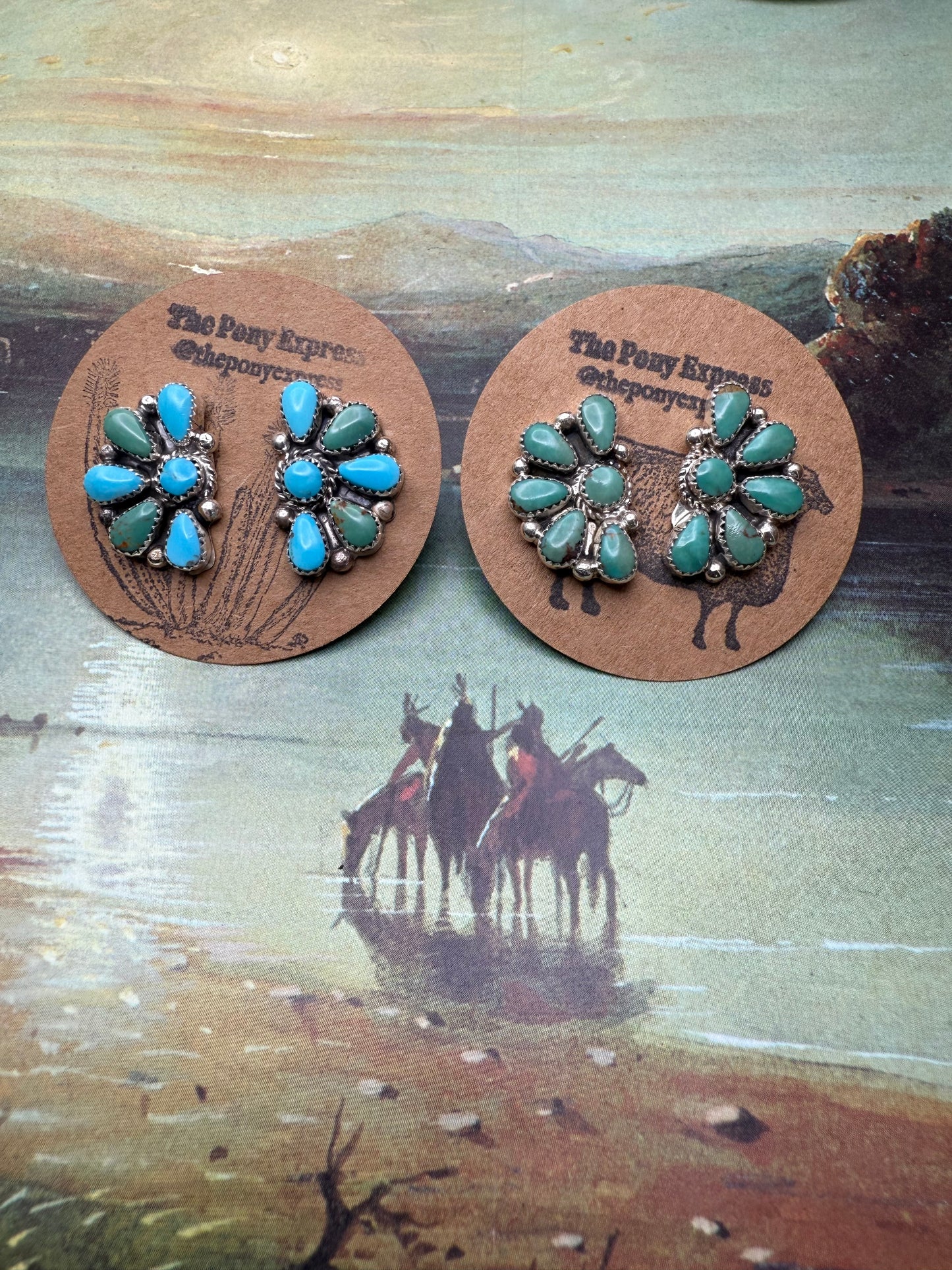 Turquoise Half Cluster Earrings