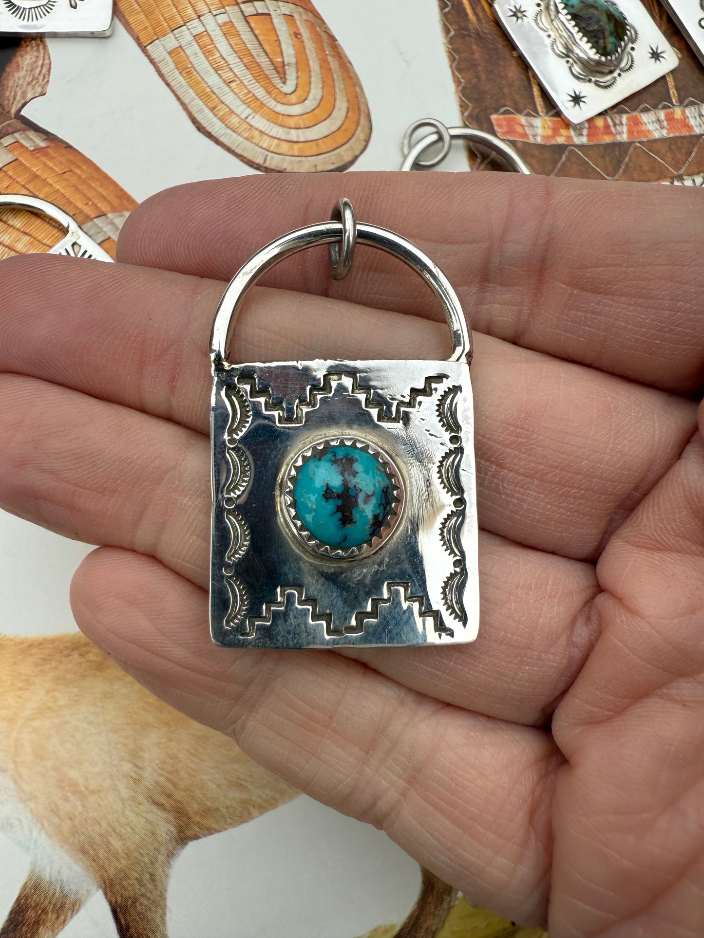 Handstamped Sterling Turquoise Locks