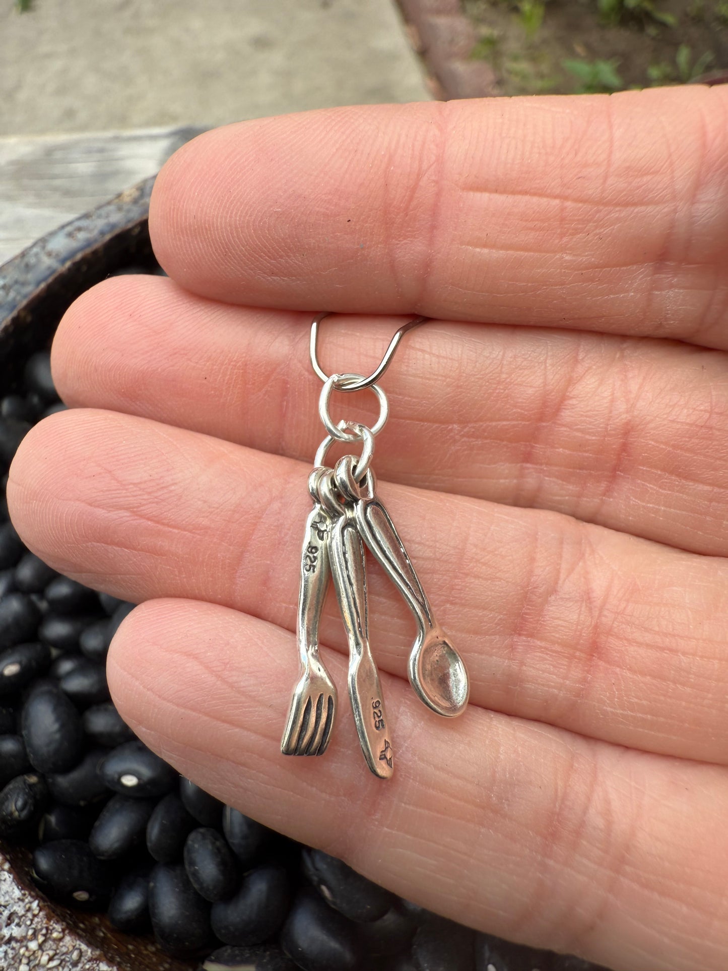 Fork Spoon Knife Sterling Silver Charm