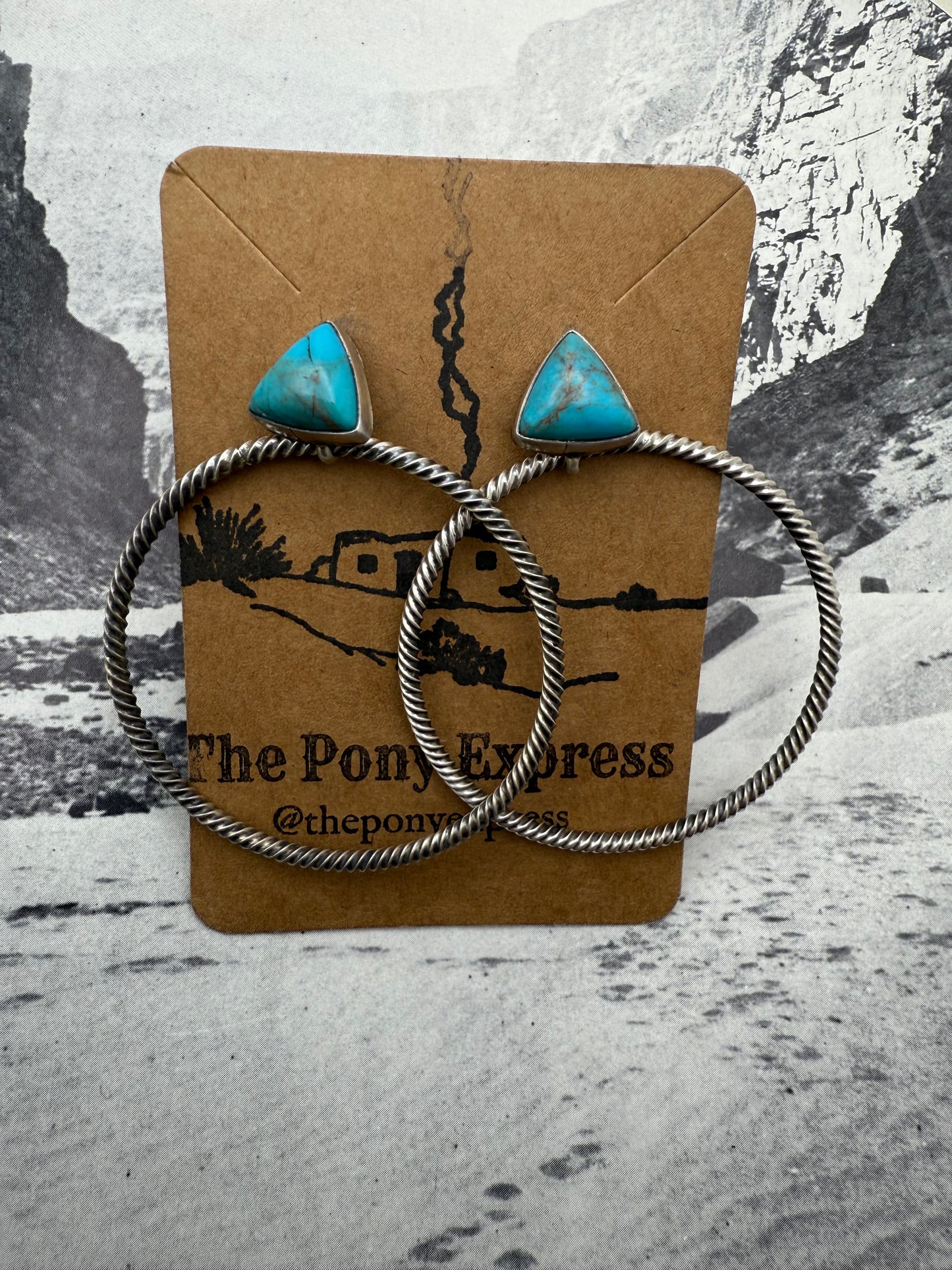Turquoise Triangle Spiral Hoops