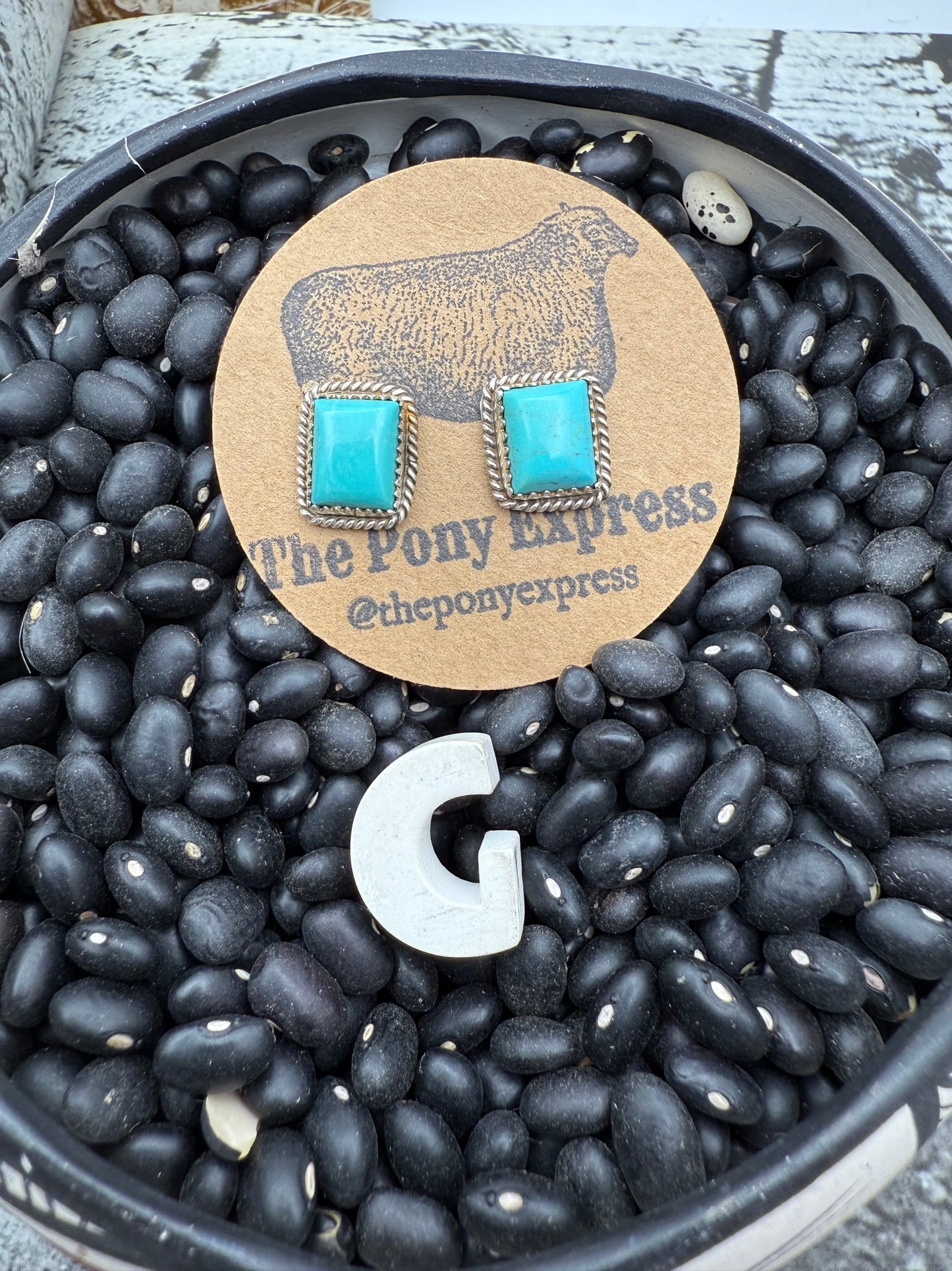 Rectangle Turquoise Studs