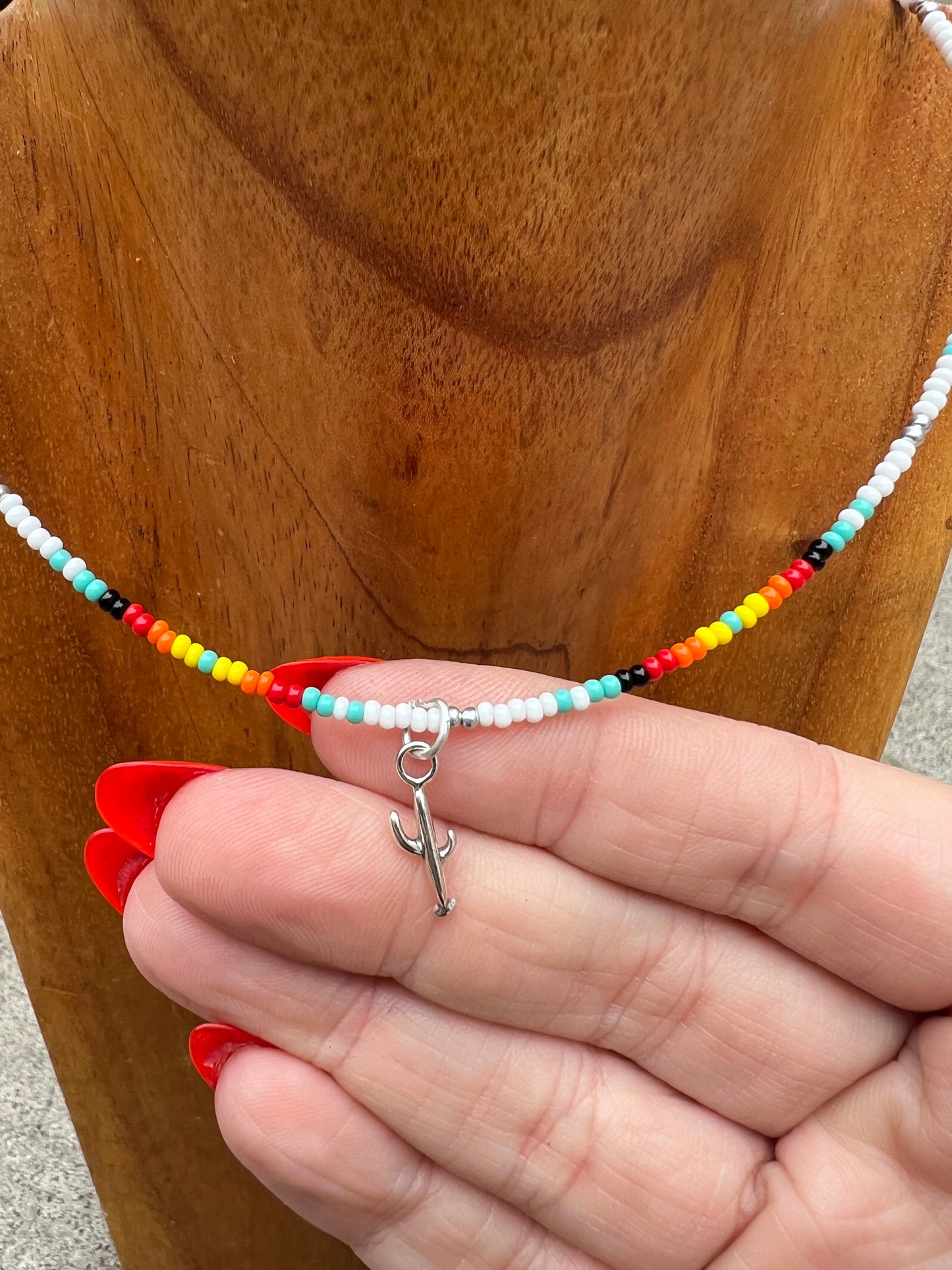 Beaded Serape Choker with Sterling Silver Charms
