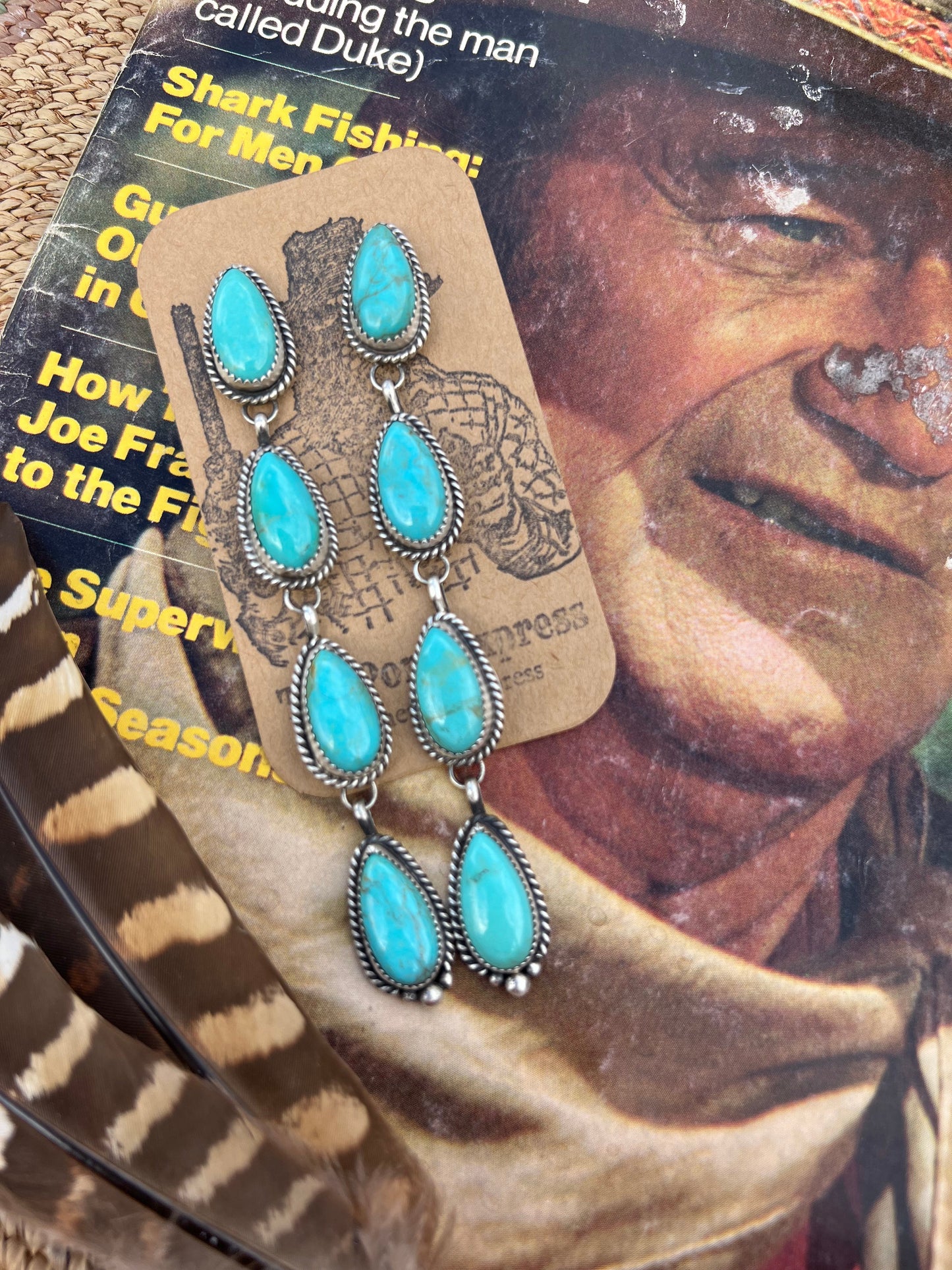 Turquoise 4 Tear Drop Earring