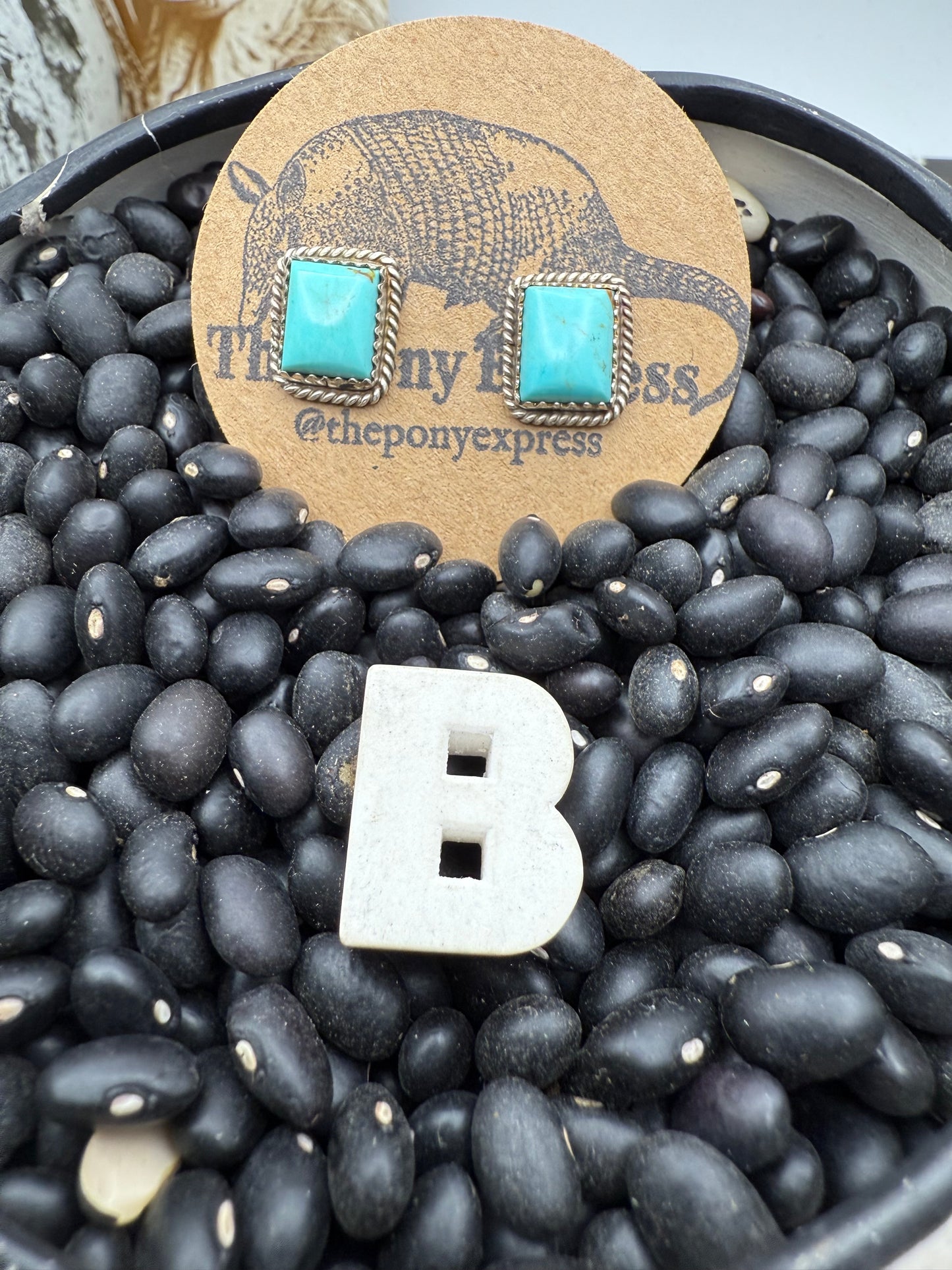 Rectangle Turquoise Studs