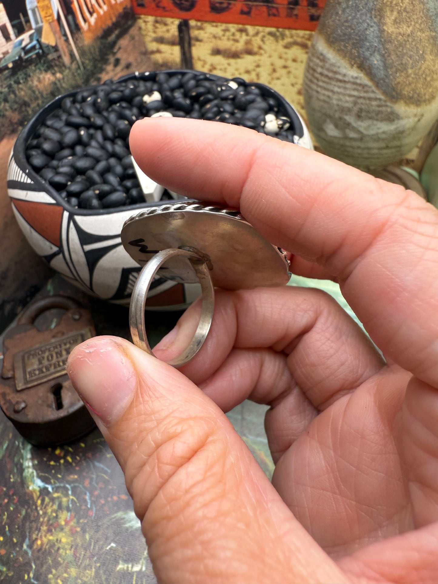 $99 Turquoise Statement Ring W size 11.5