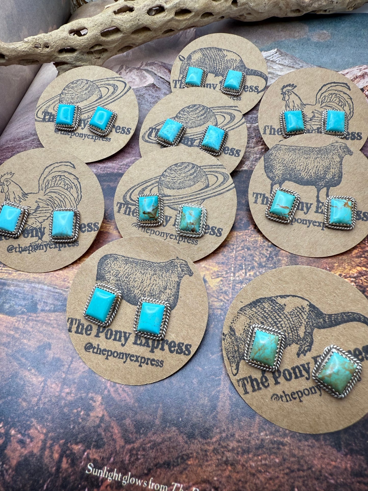 Rectangle Turquoise Studs