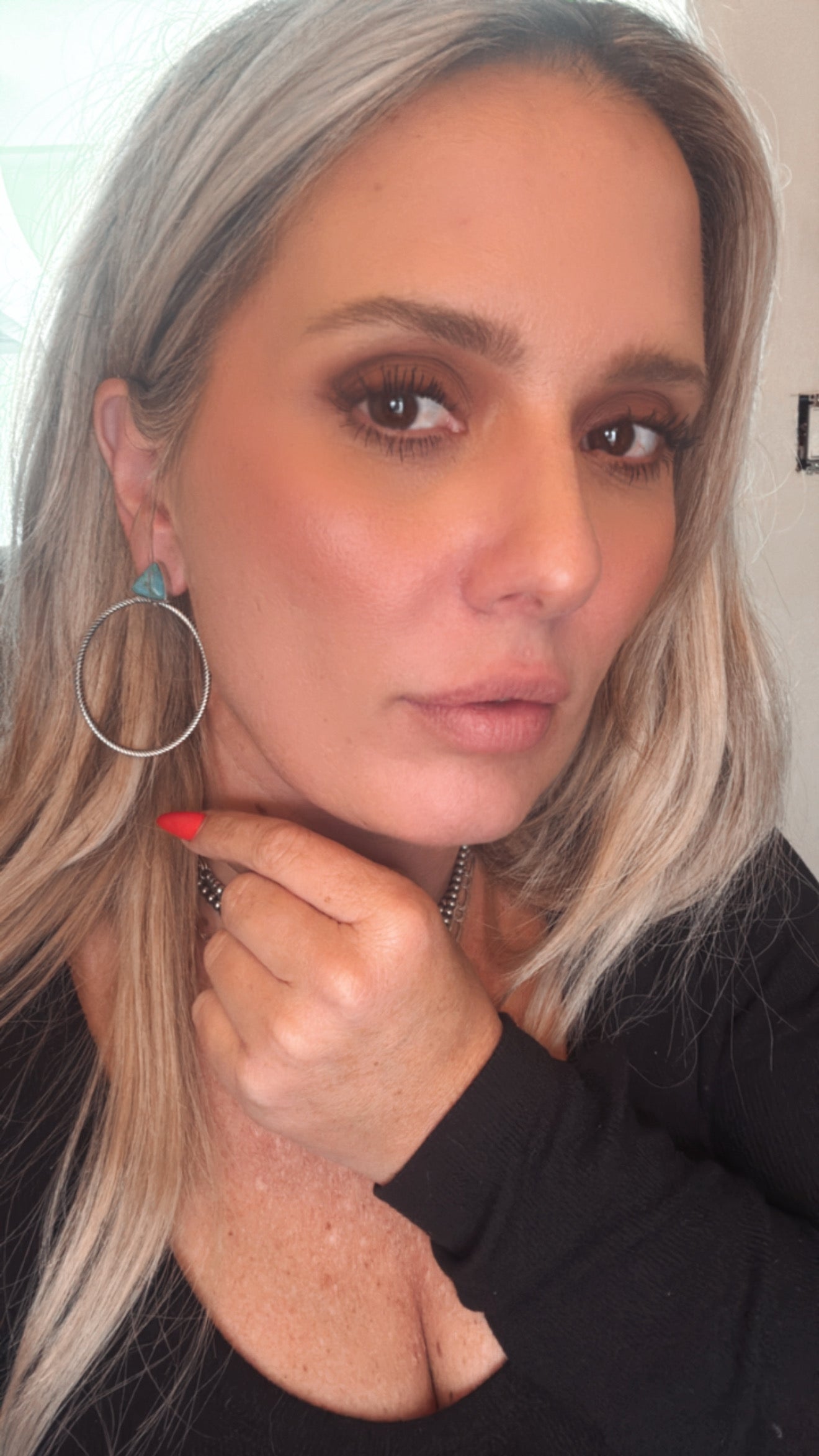 Turquoise Triangle Spiral Hoops