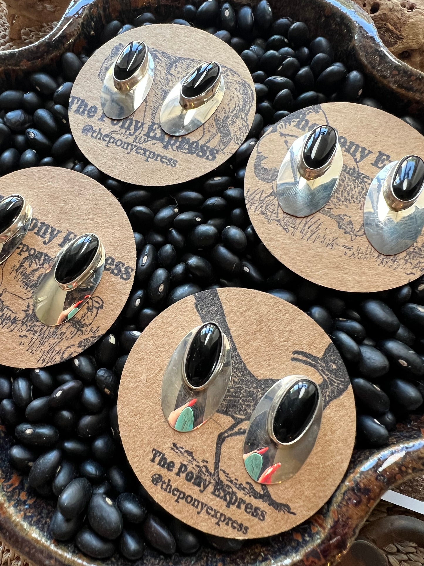 Crow Oblong Onyx Studs