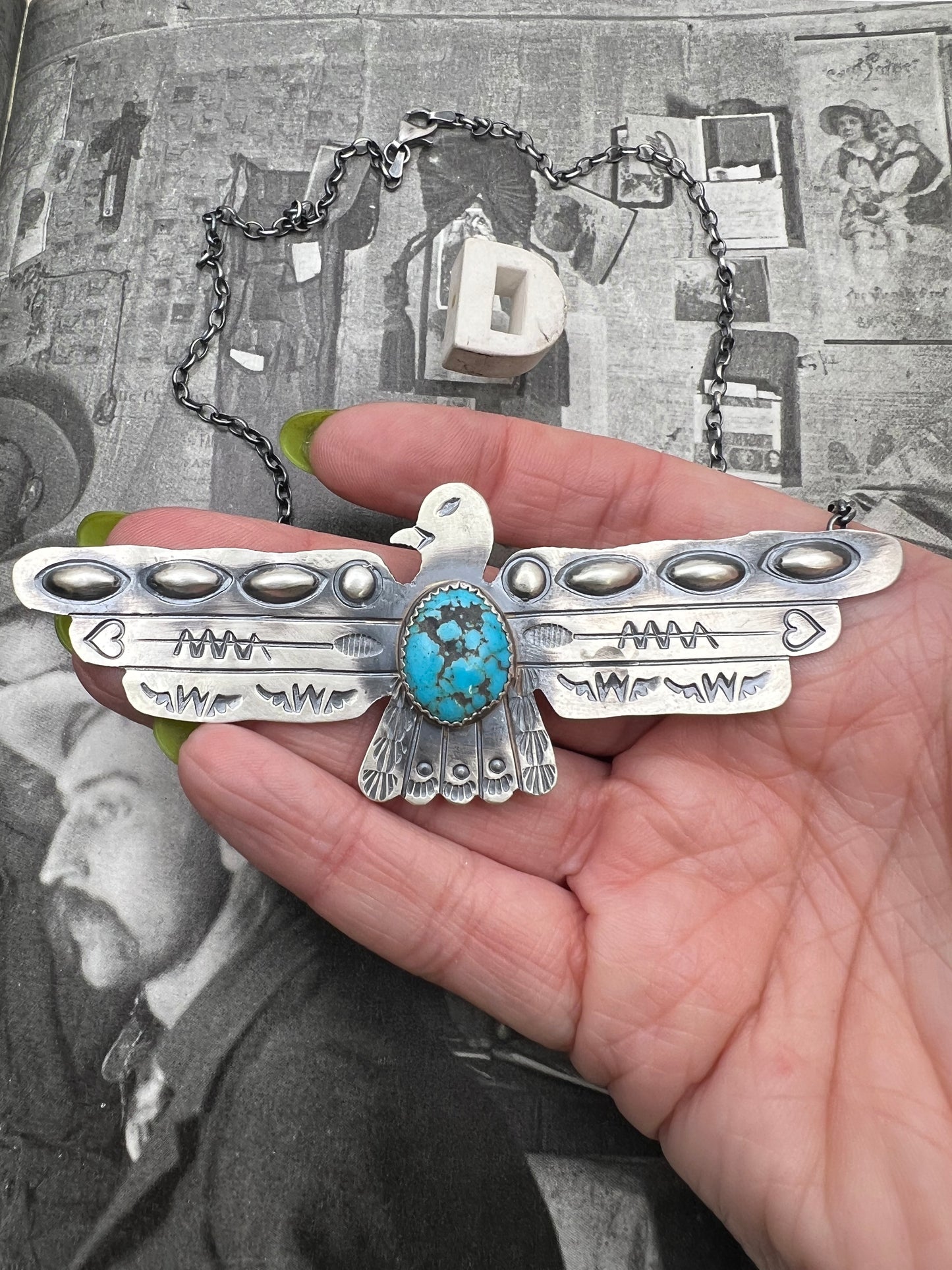Large Thunderbird Turquoise Necklace