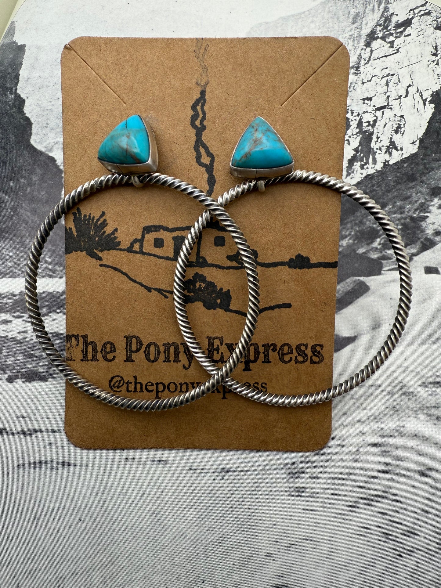 Turquoise Triangle Spiral Hoops