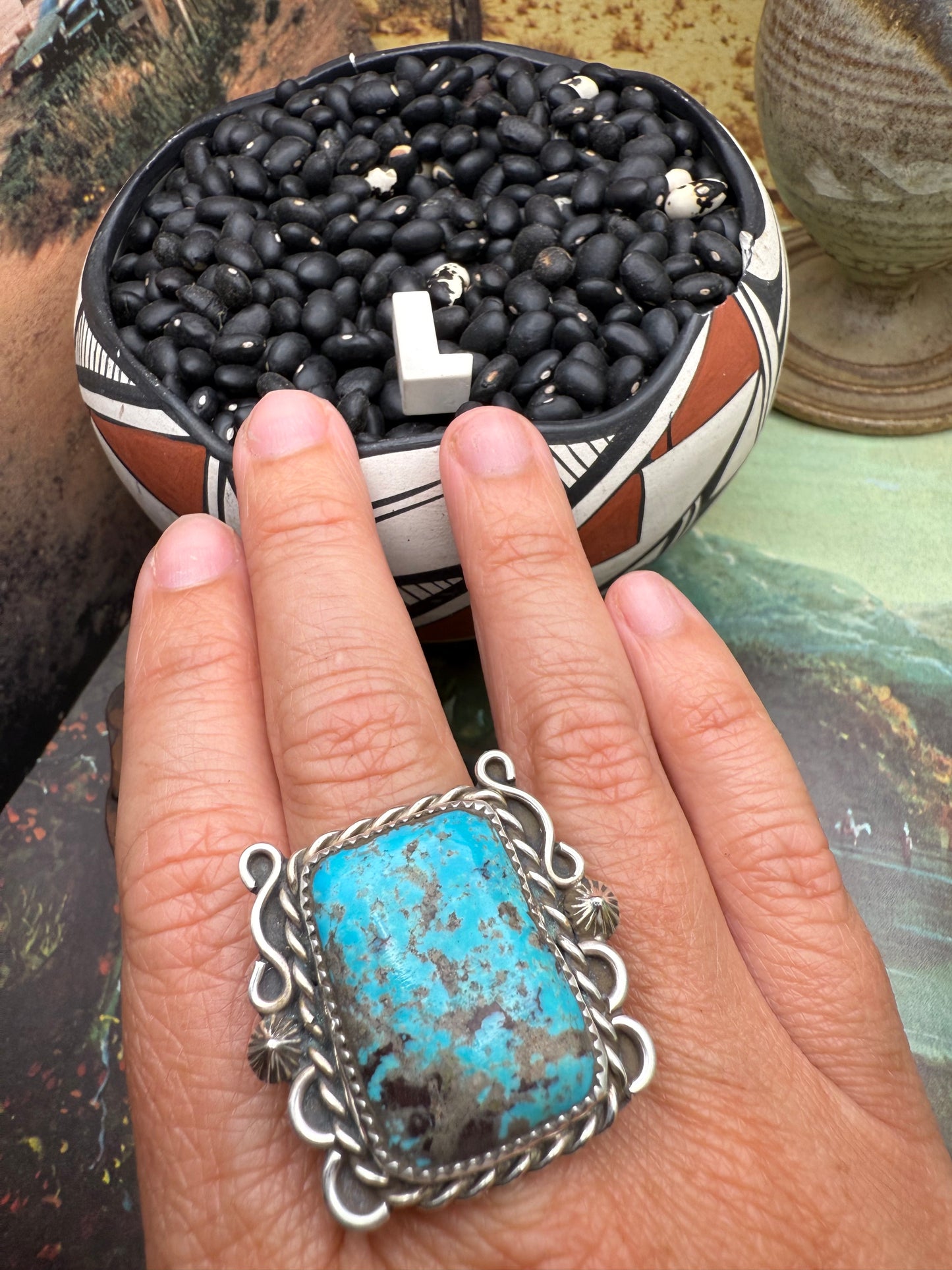 $99 Turquoise Statement Ring L size 9