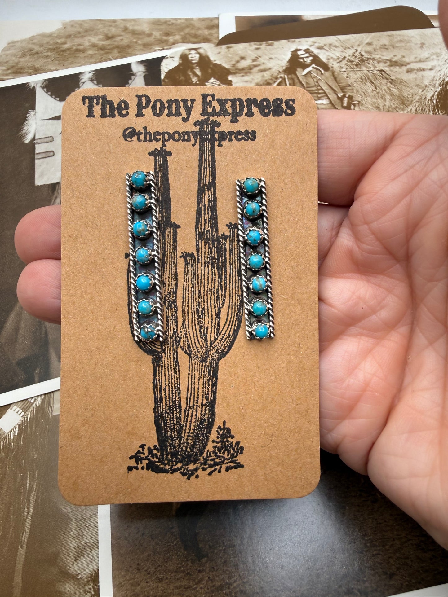 7 Turquoise Stone Bar Earrings