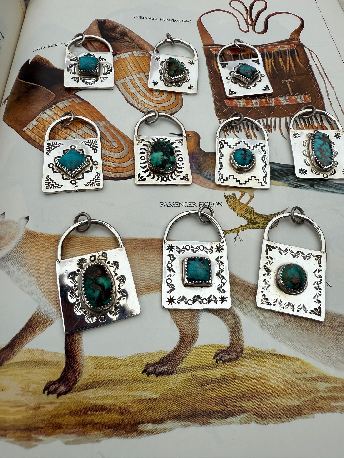 Handstamped Sterling Turquoise Locks
