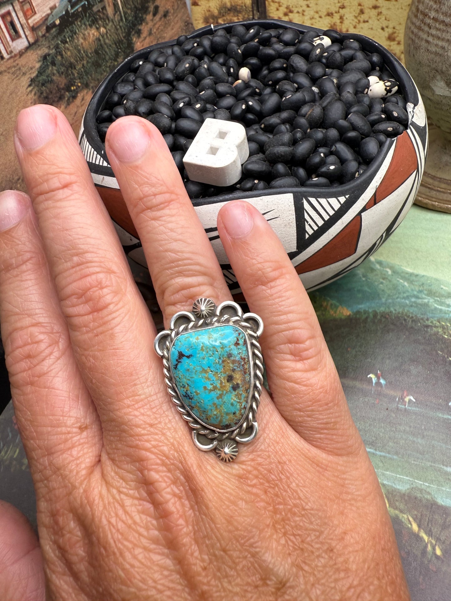 $99 Turquoise Statement Ring B size 6.5