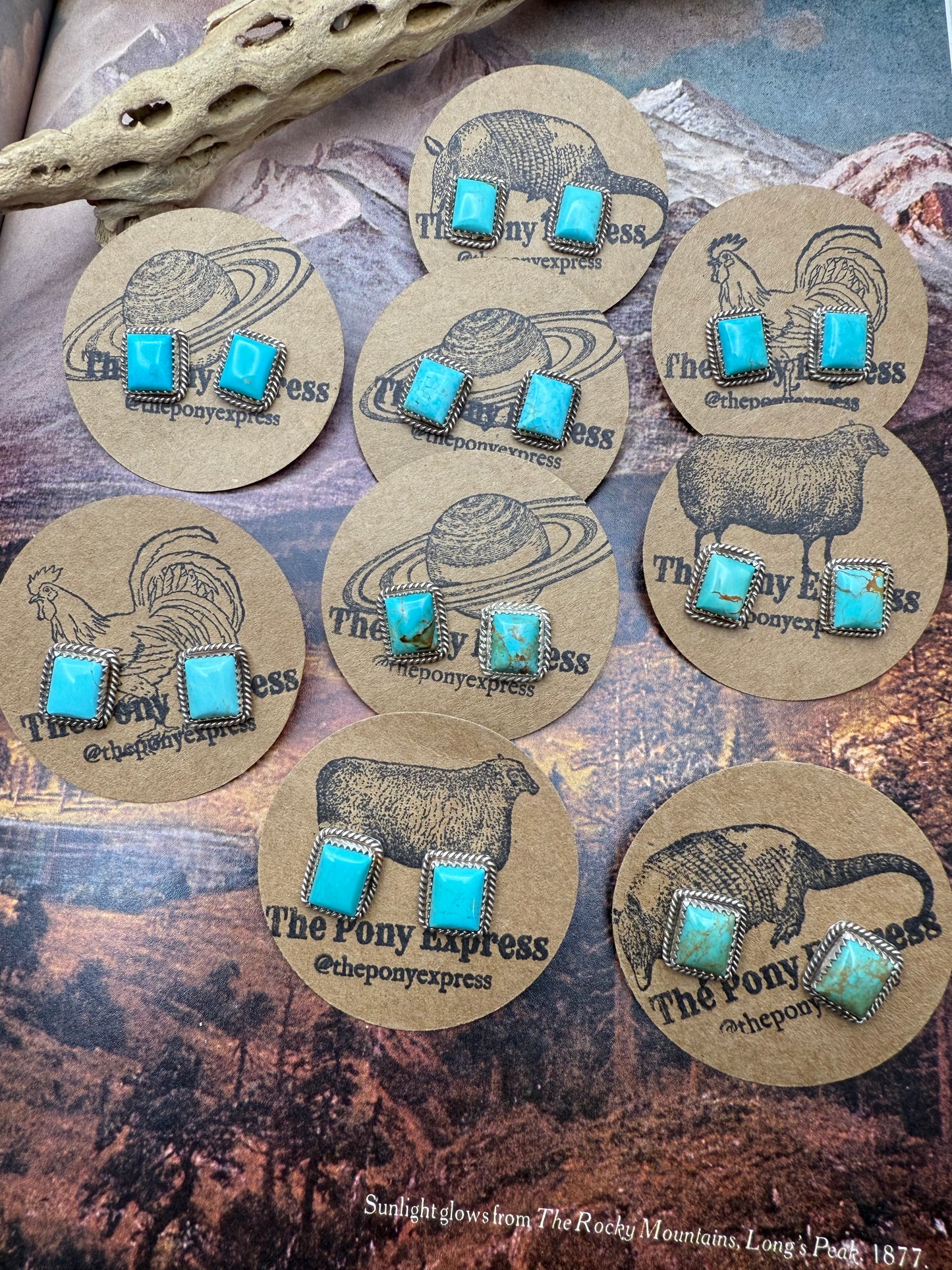 Rectangle Turquoise Studs