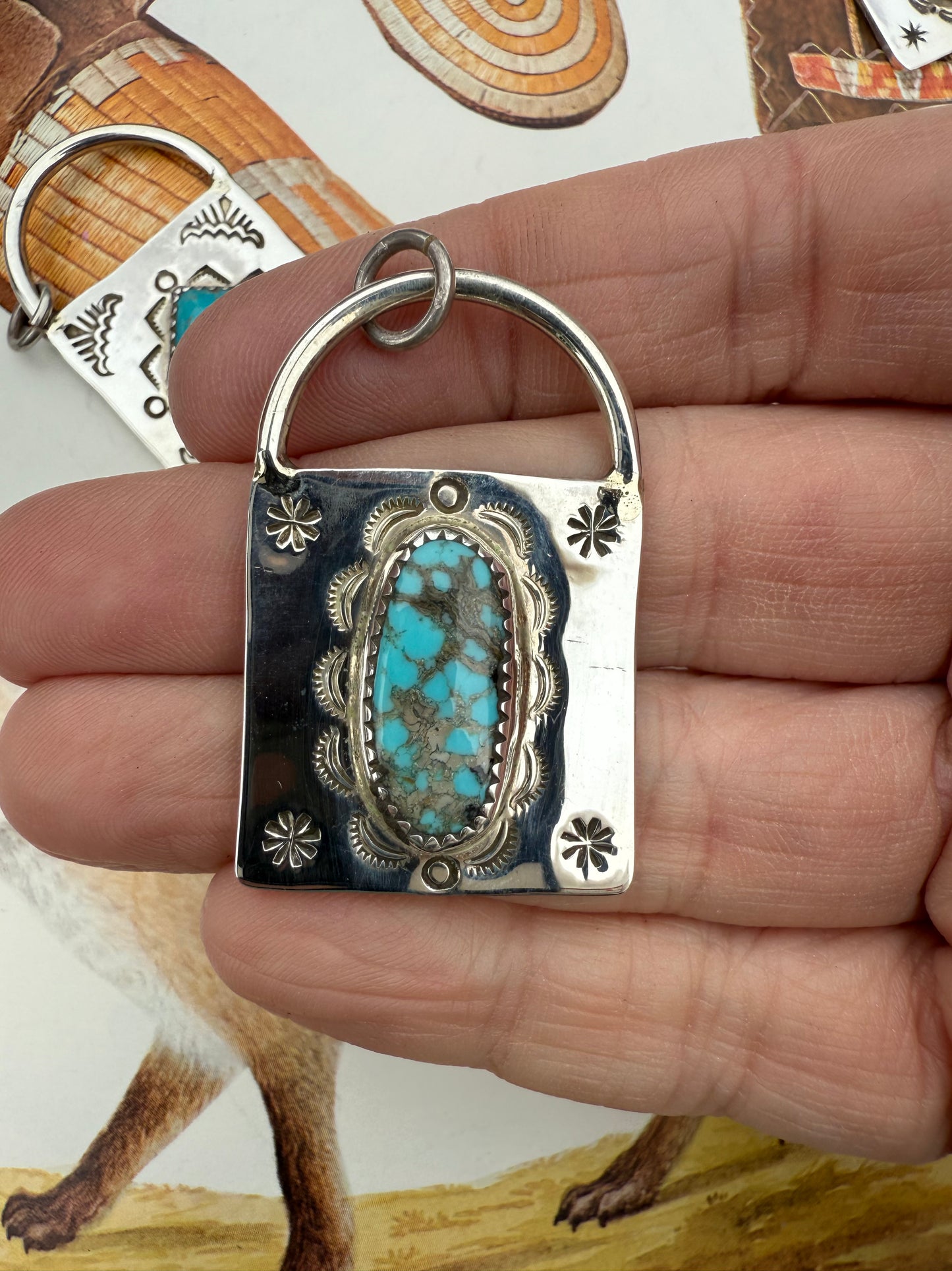 Handstamped Sterling Turquoise Locks