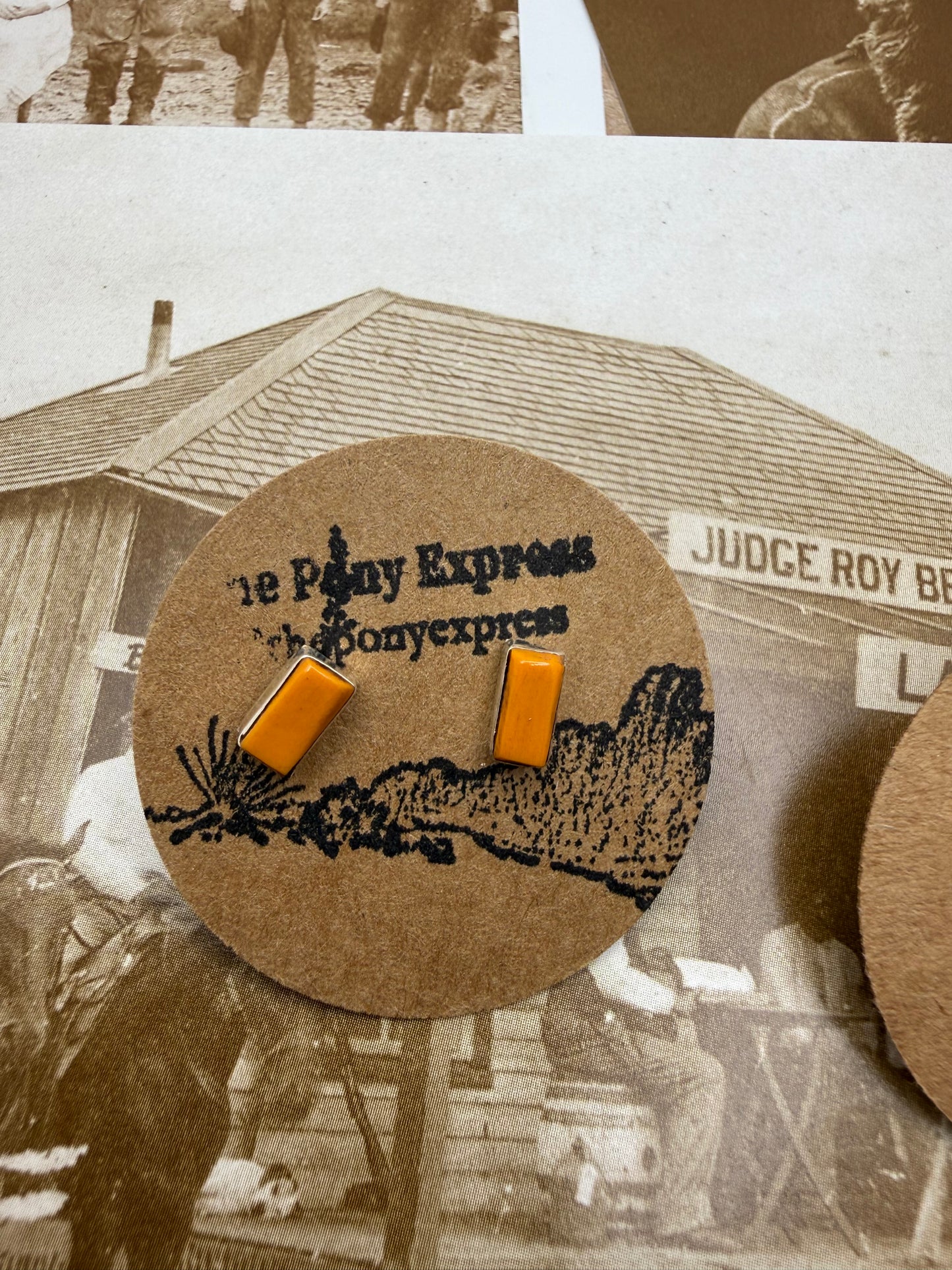 Orange Spiny Bar Studs