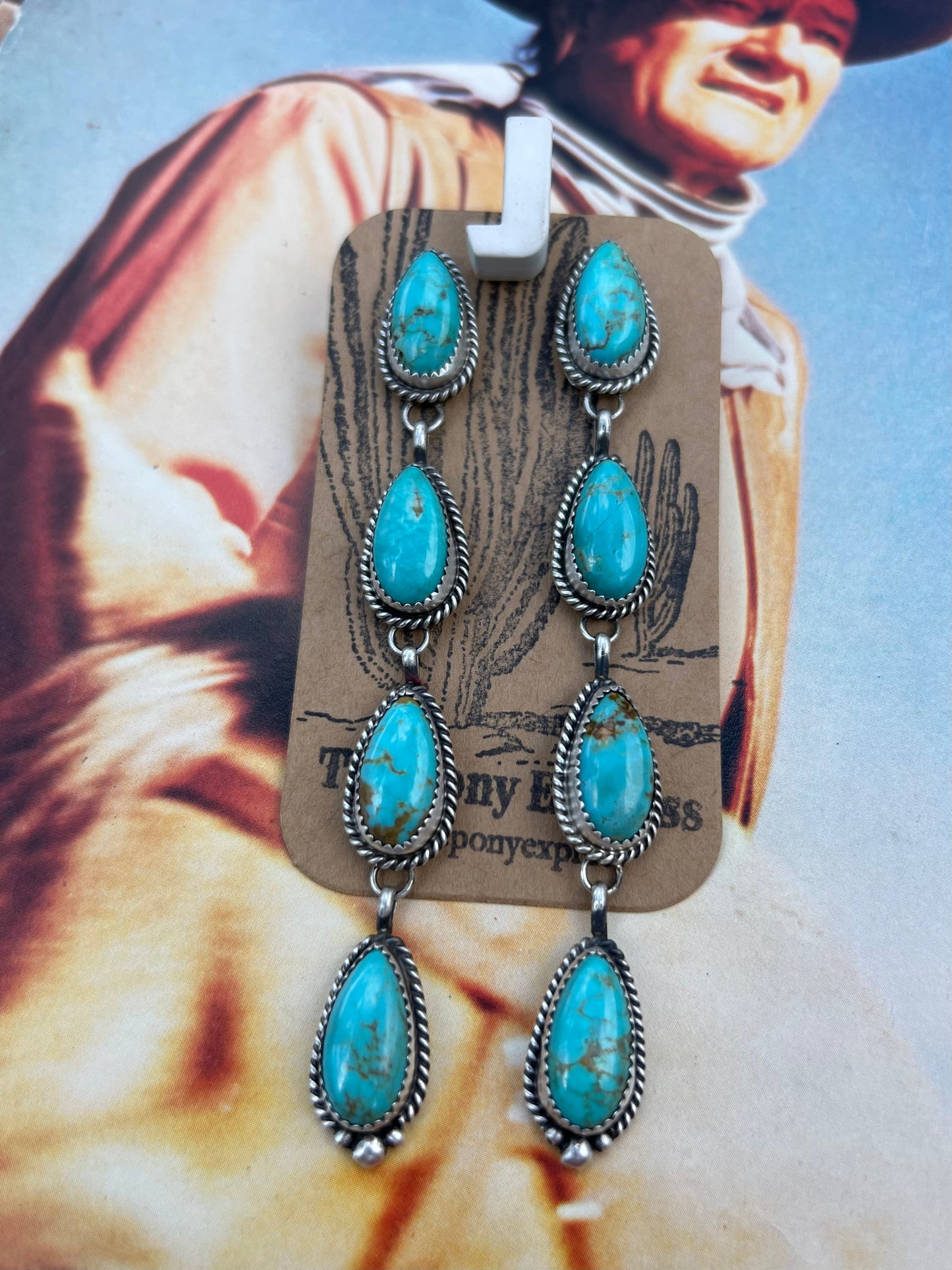 Turquoise 4 Tear Drop Earring