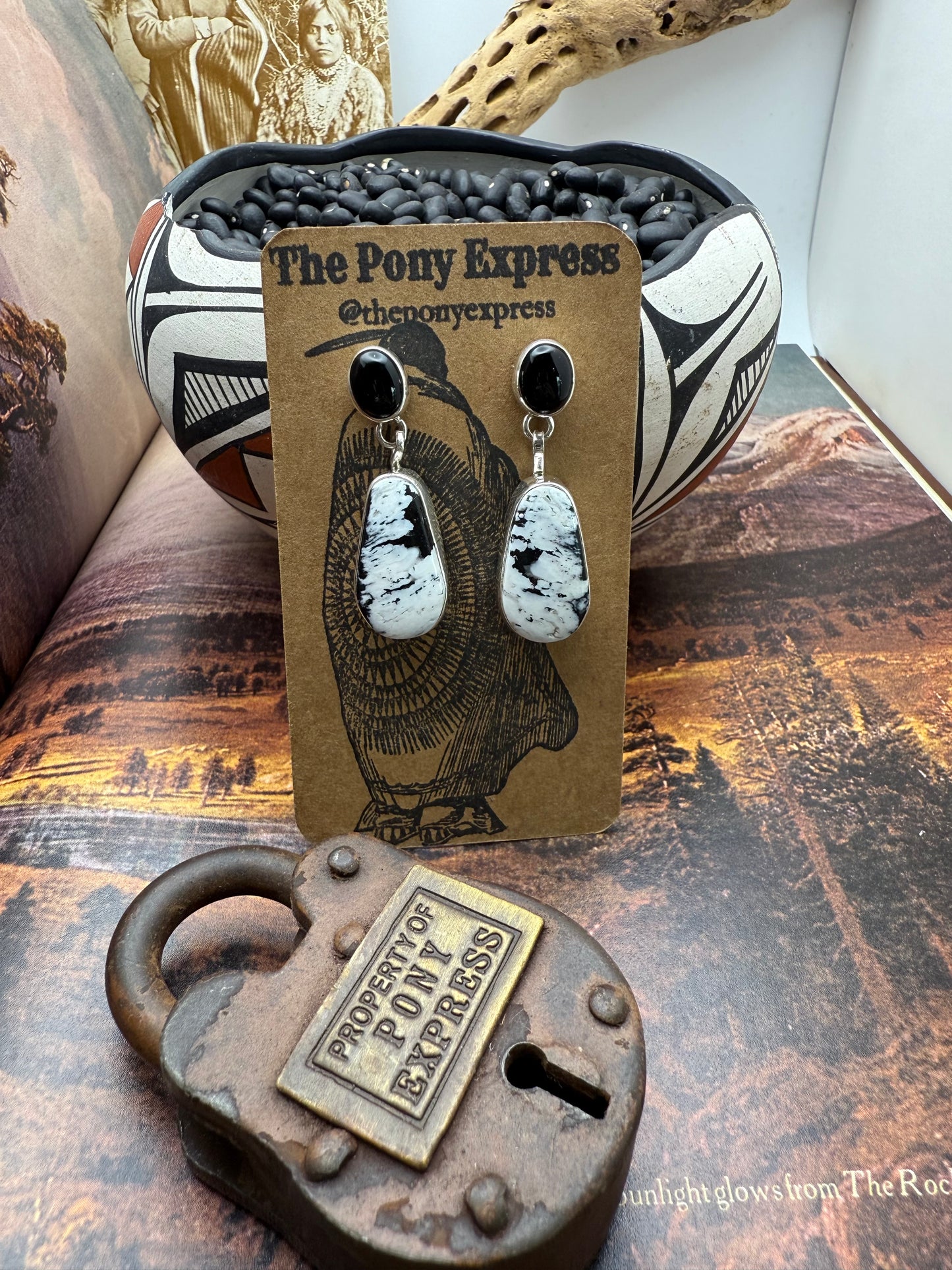 White Buffalo Dangle Earrings