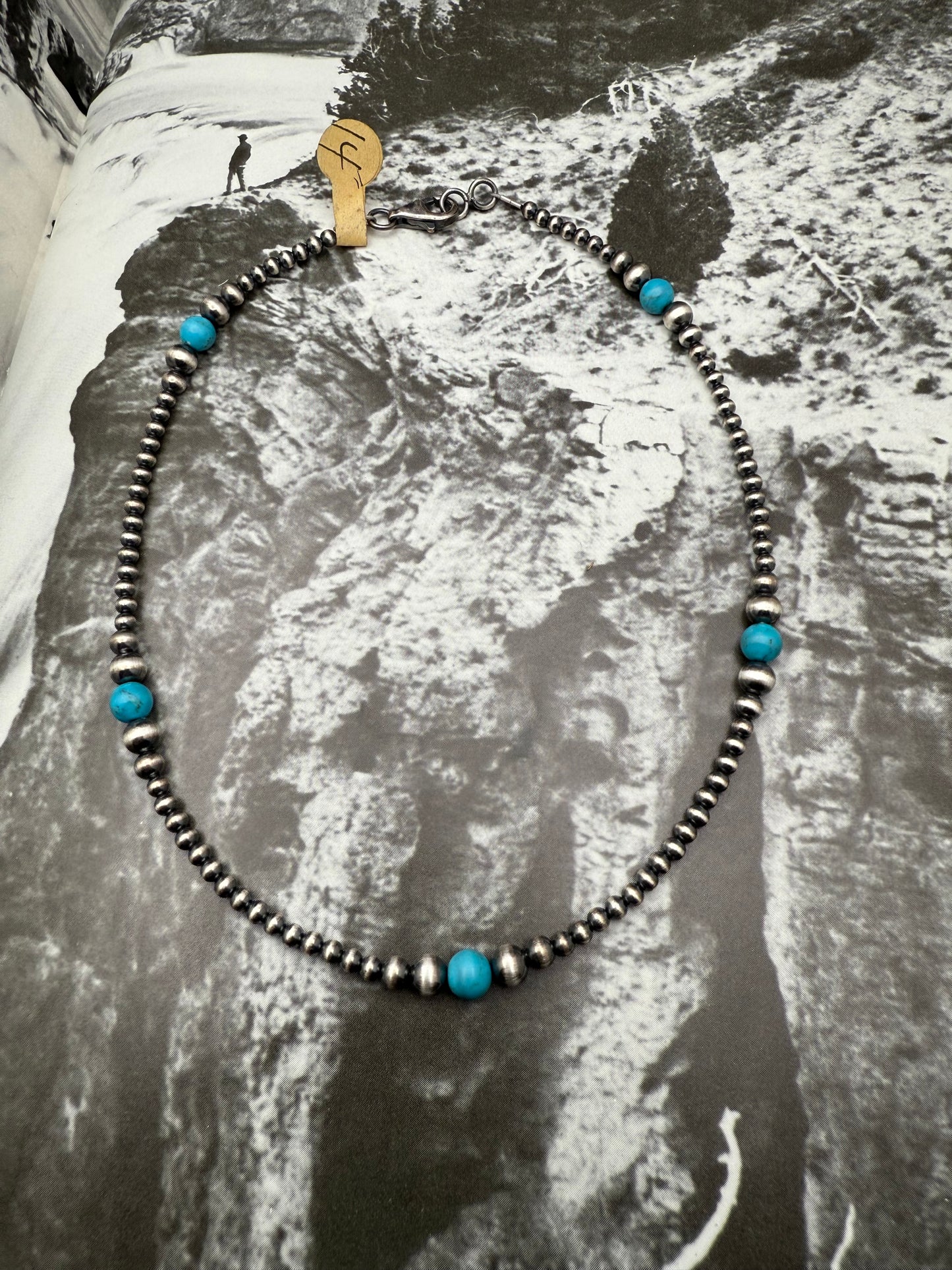Round Turquoise Bead vari Pearl Necklace