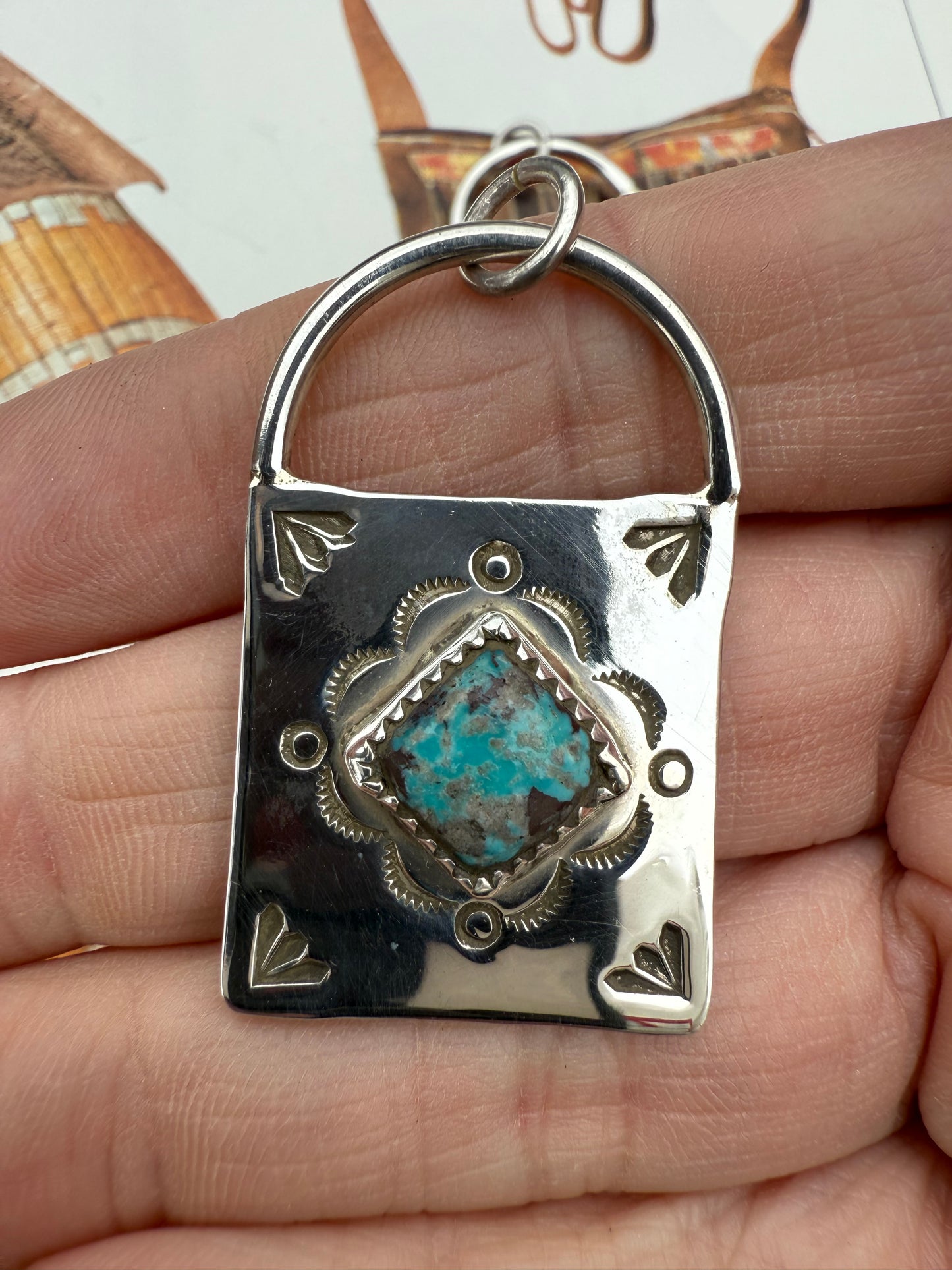 Handstamped Sterling Turquoise Locks