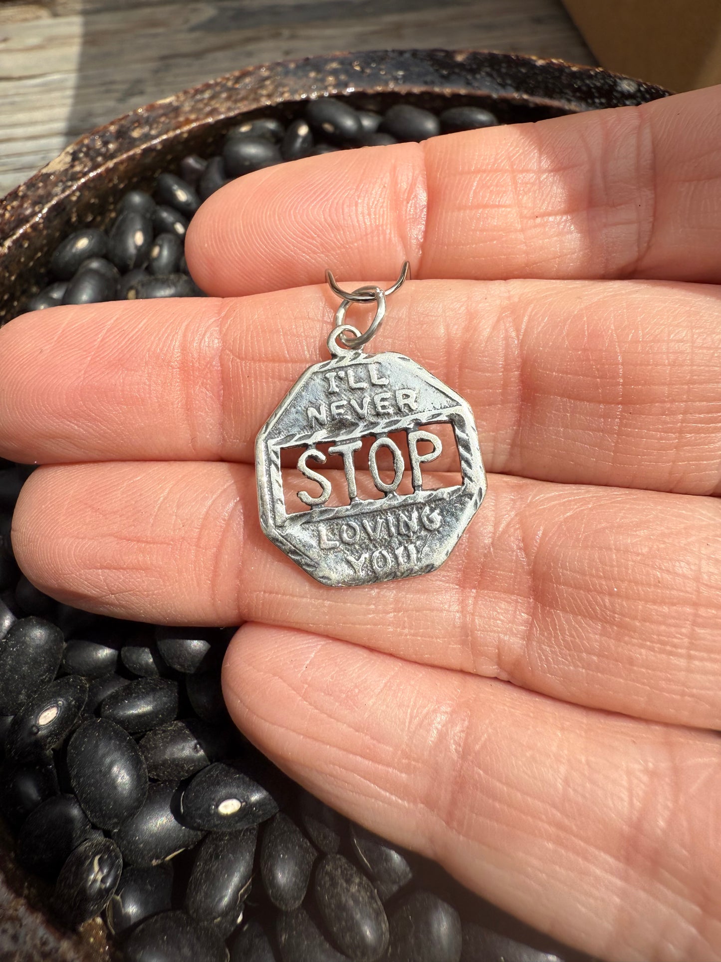Stop Sign I’ll Never Stop Loving You Sterling Silver Charm