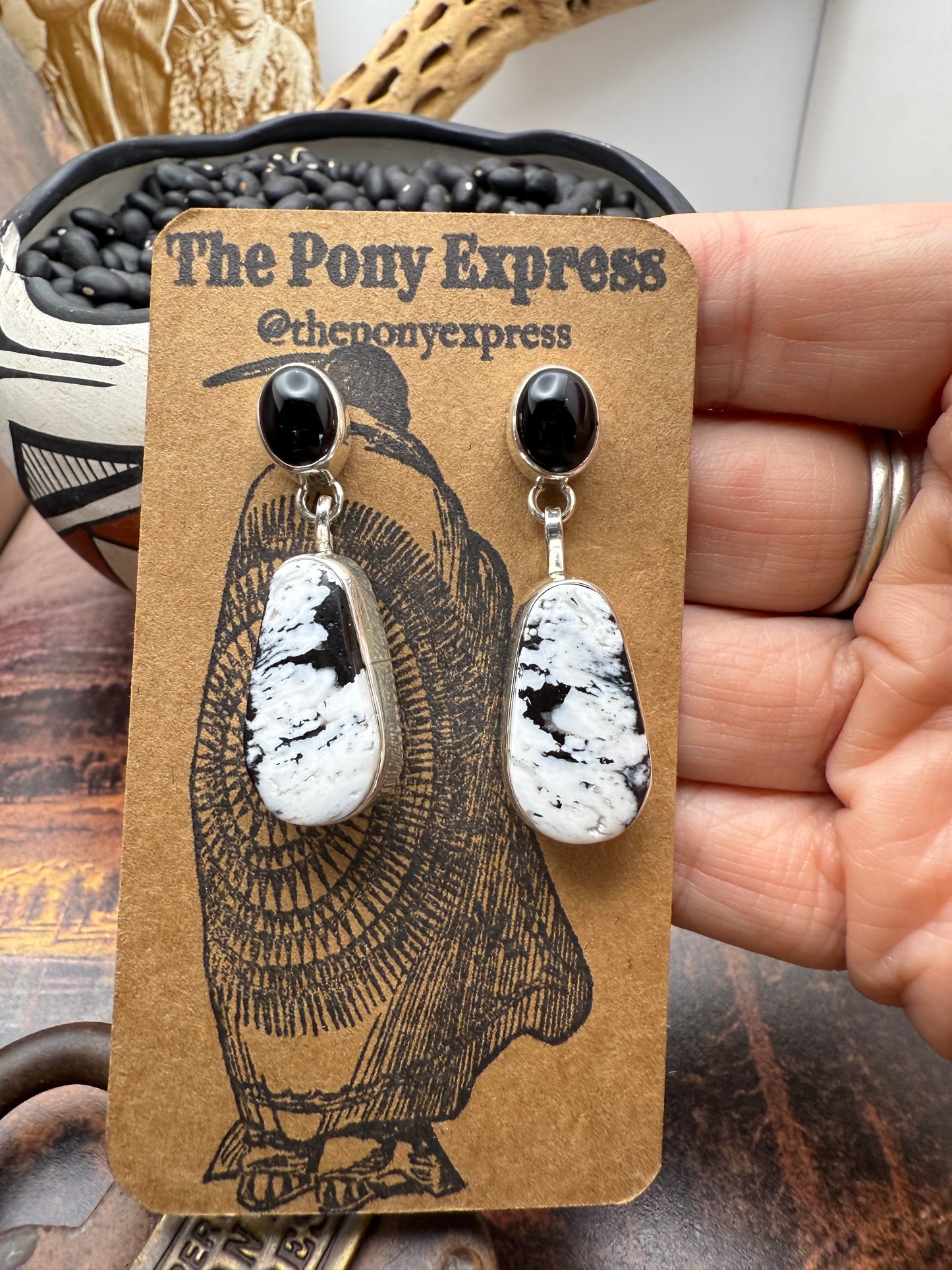 White Buffalo Dangle Earrings