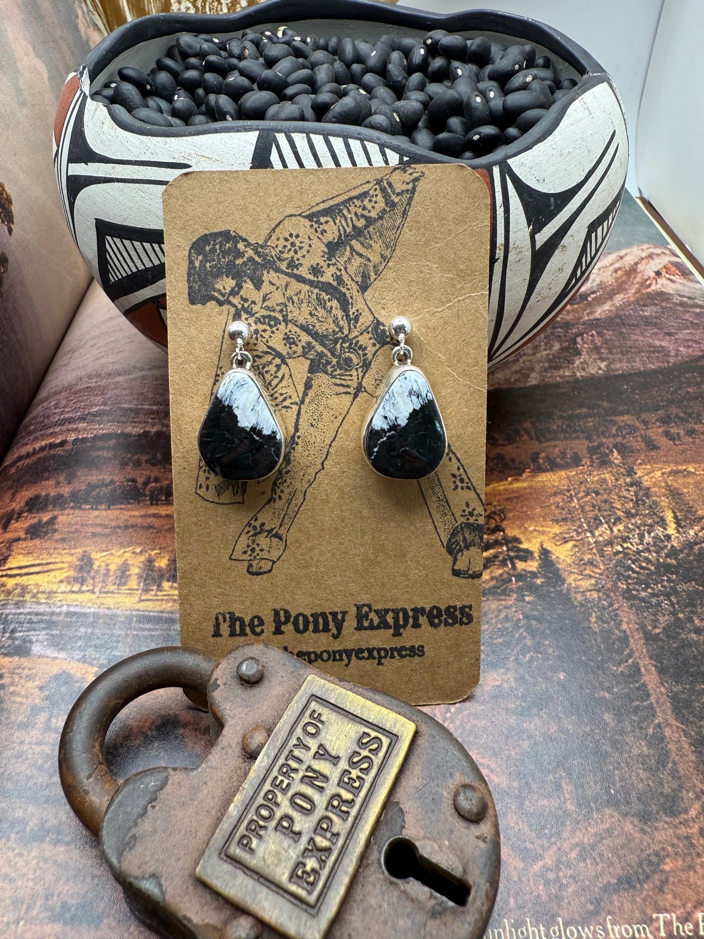 White Buffalo Dangle Earrings