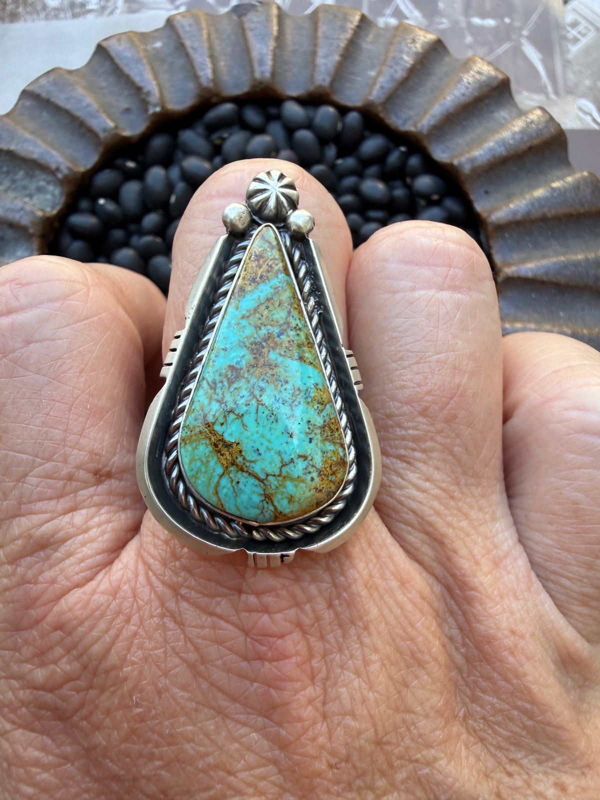 Adjustable Turquoise Tear Drop Ring