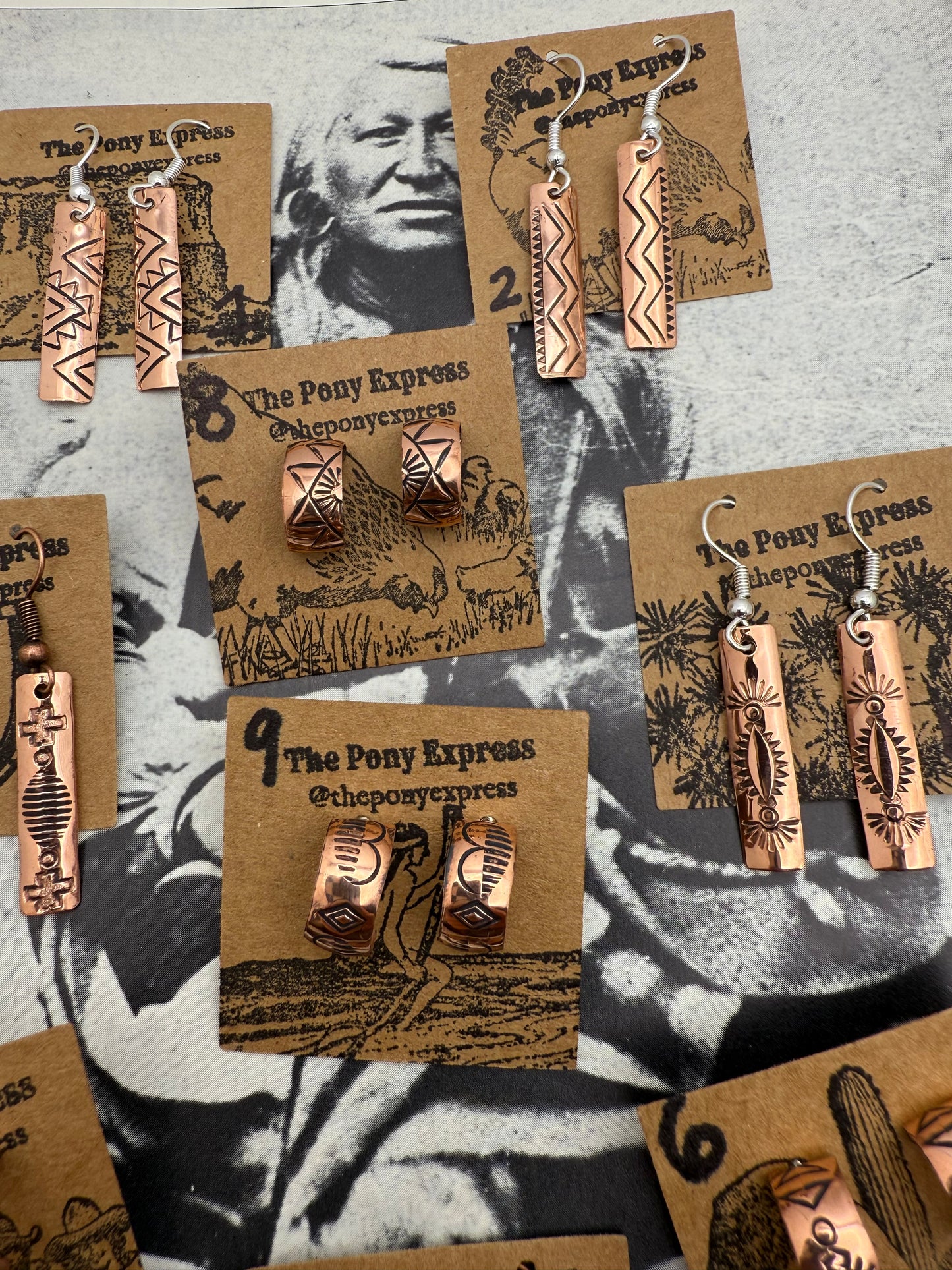 DOORBUSTER Stamped Copper Earrings and Huggies