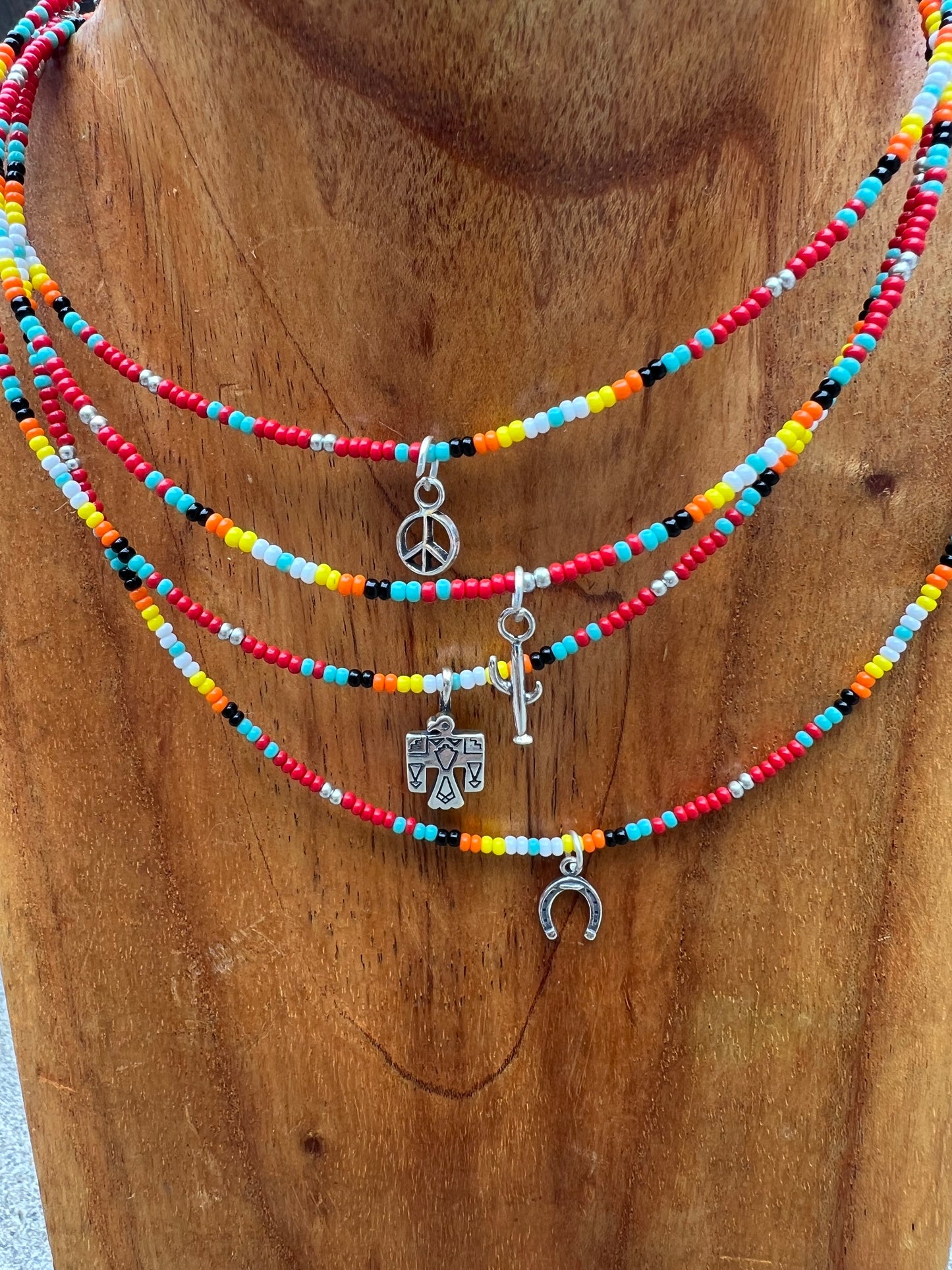 Beaded Serape Choker with Sterling Silver Charms