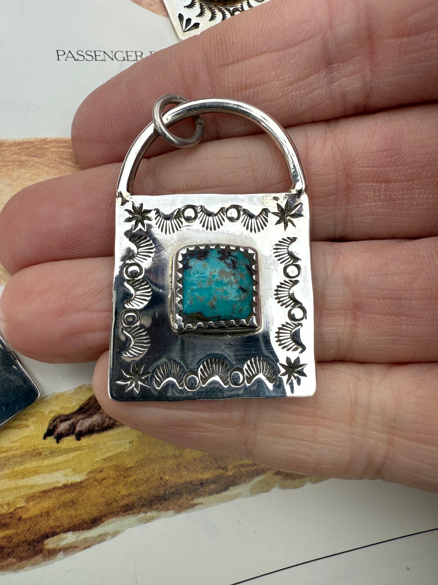 Handstamped Sterling Turquoise Locks