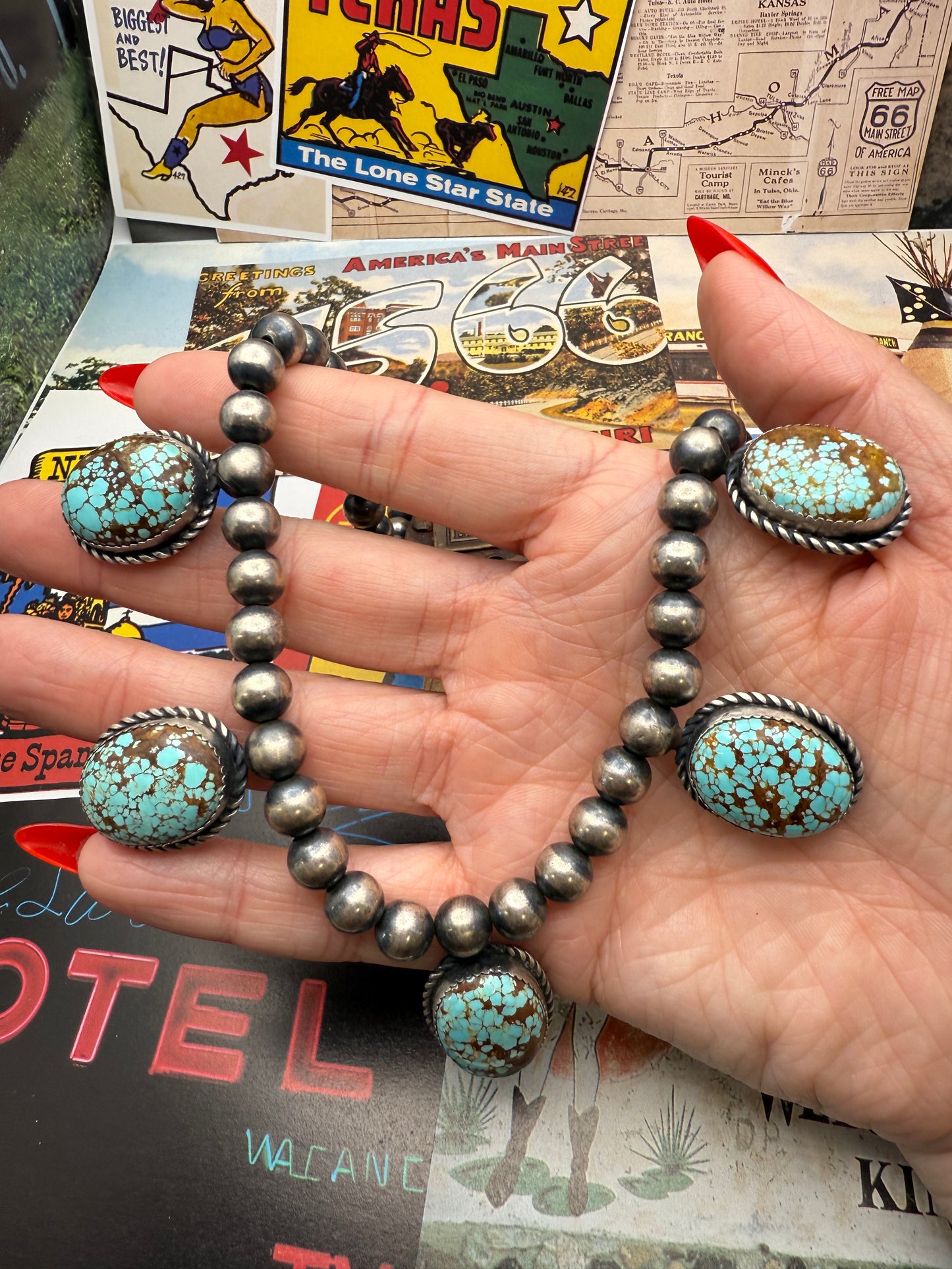 Turquoise 5 Stone Statement Necklace