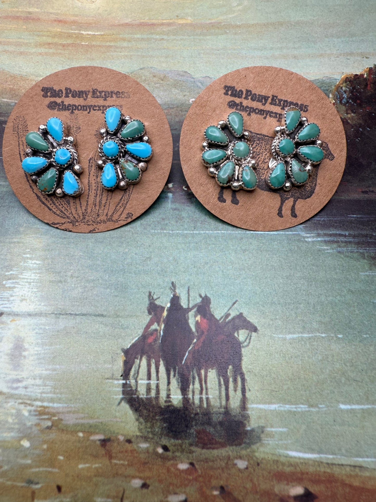 Turquoise Half Cluster Earrings