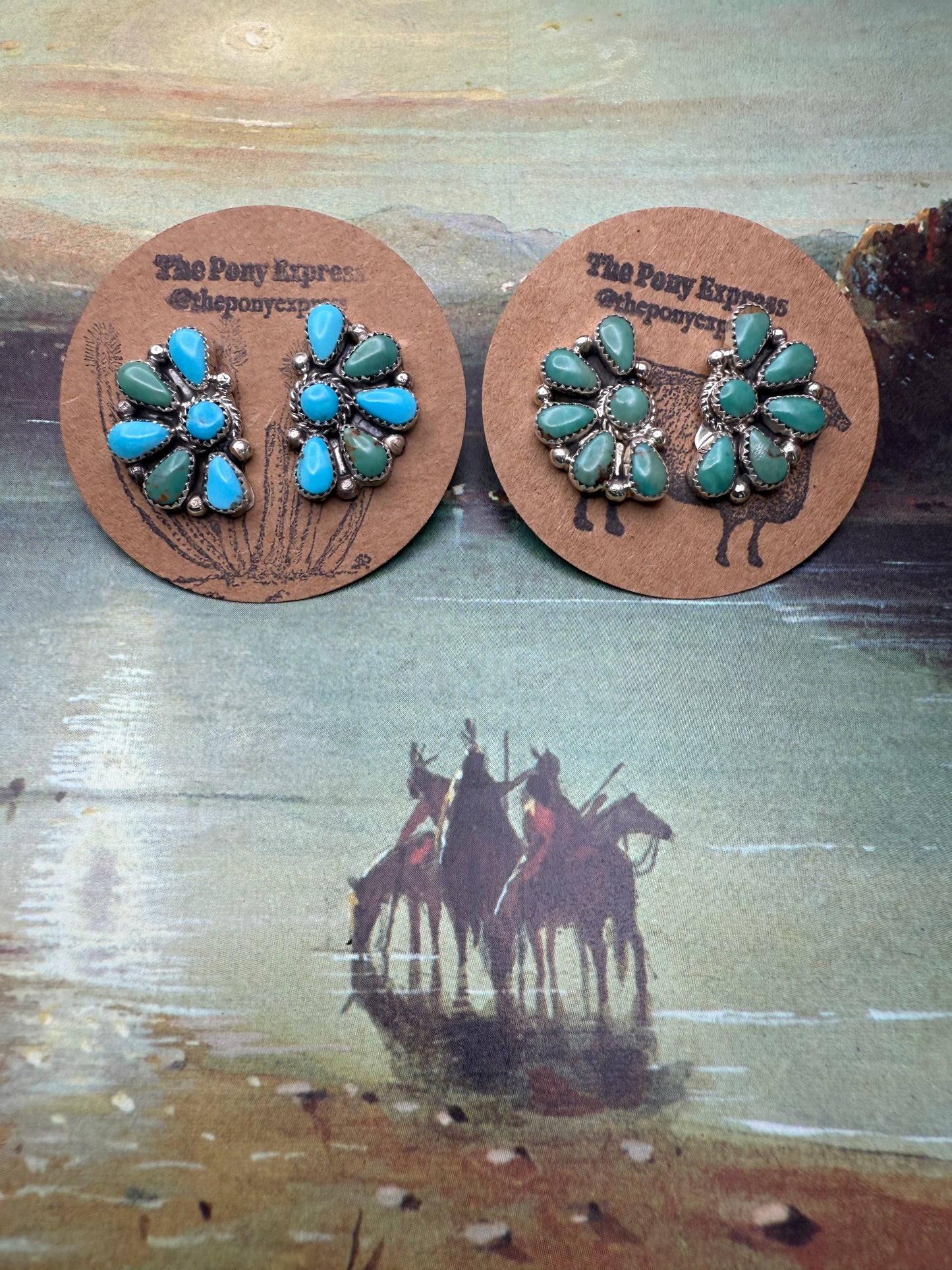 Turquoise Half Cluster Earrings