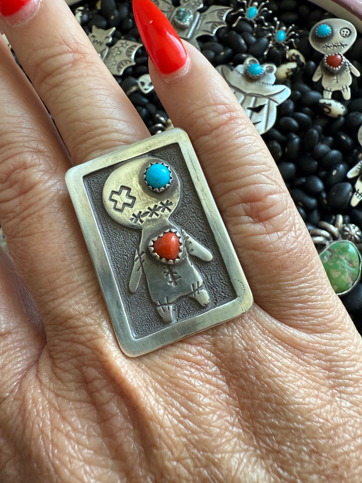 Turquoise Voodoo Doll Ring