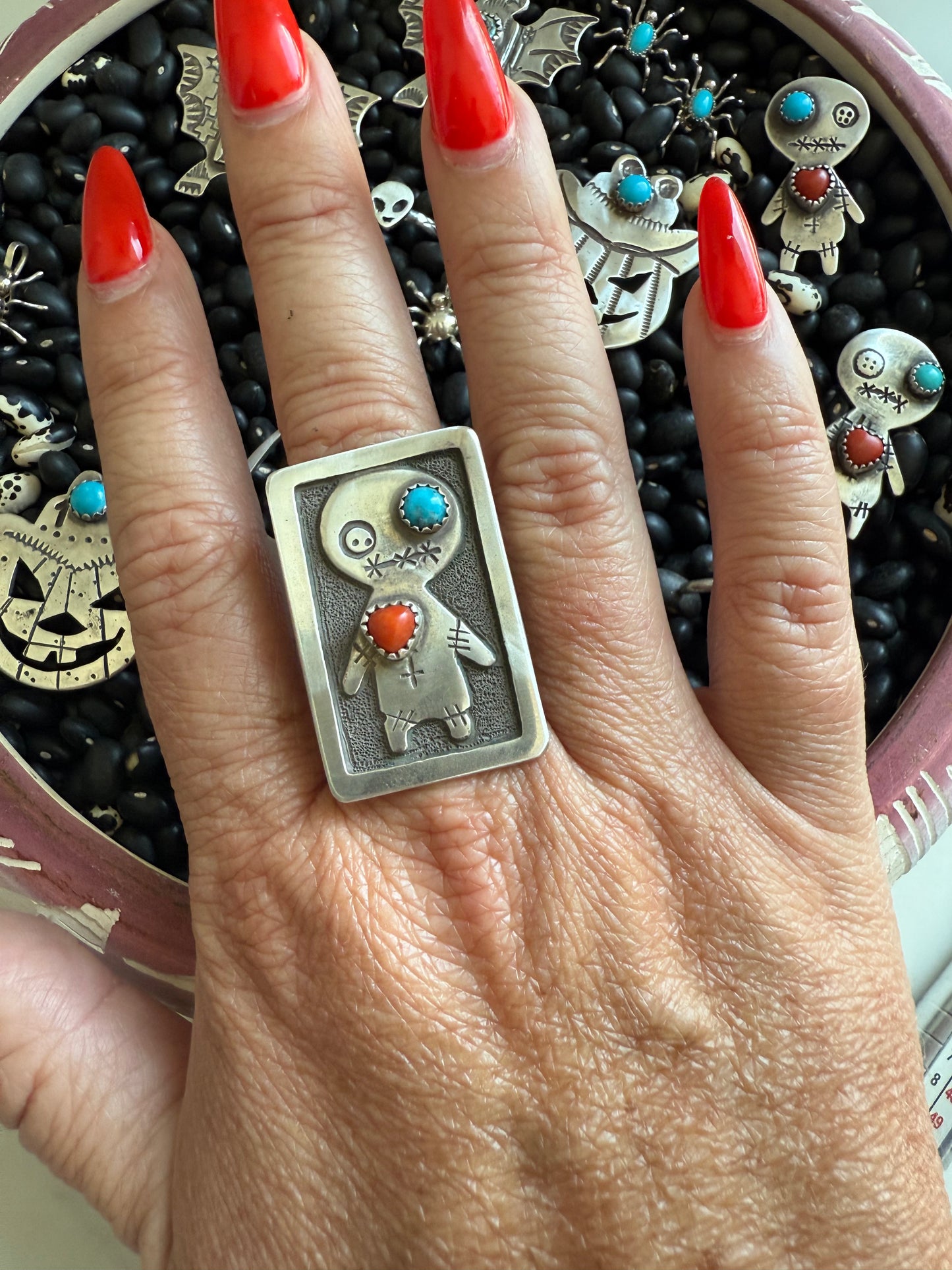 Turquoise Voodoo Doll Ring