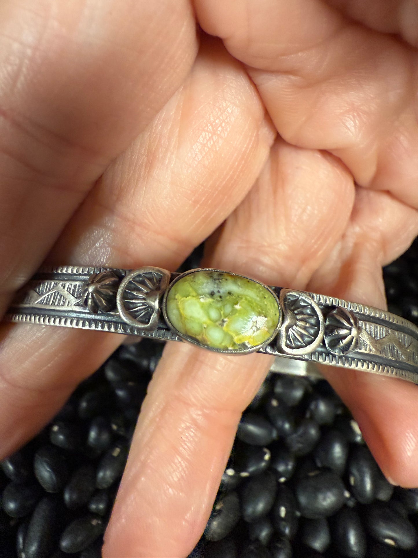 Sonoran Gold Turquoise Stamped Cuff