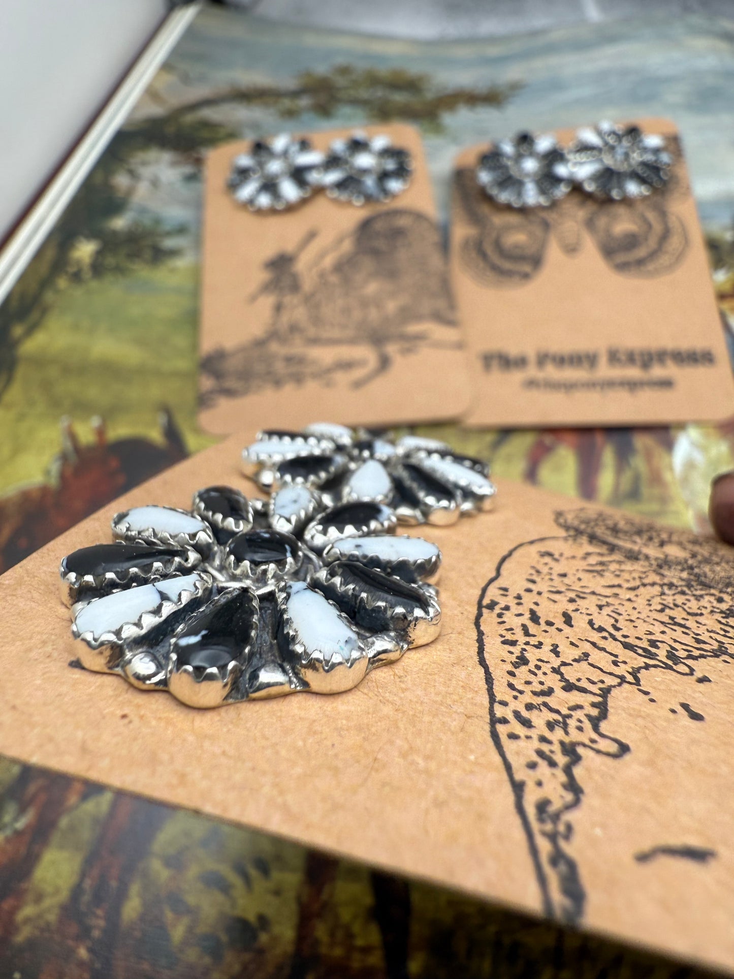 White Buffalo Cluster Stud Earrings