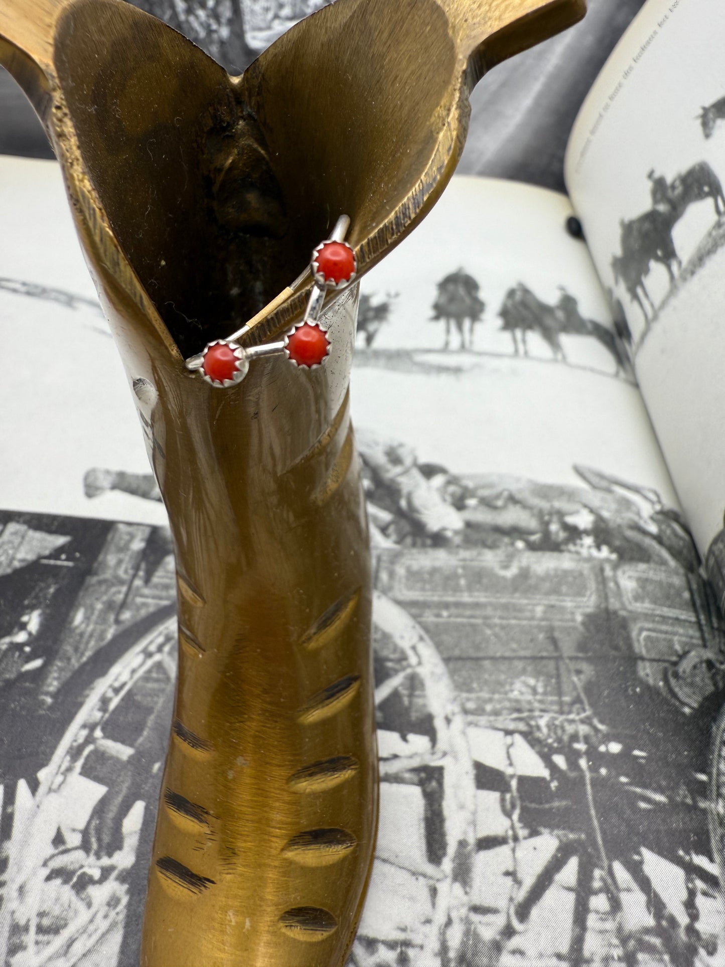 Coral 3 Stone Dainty Ring