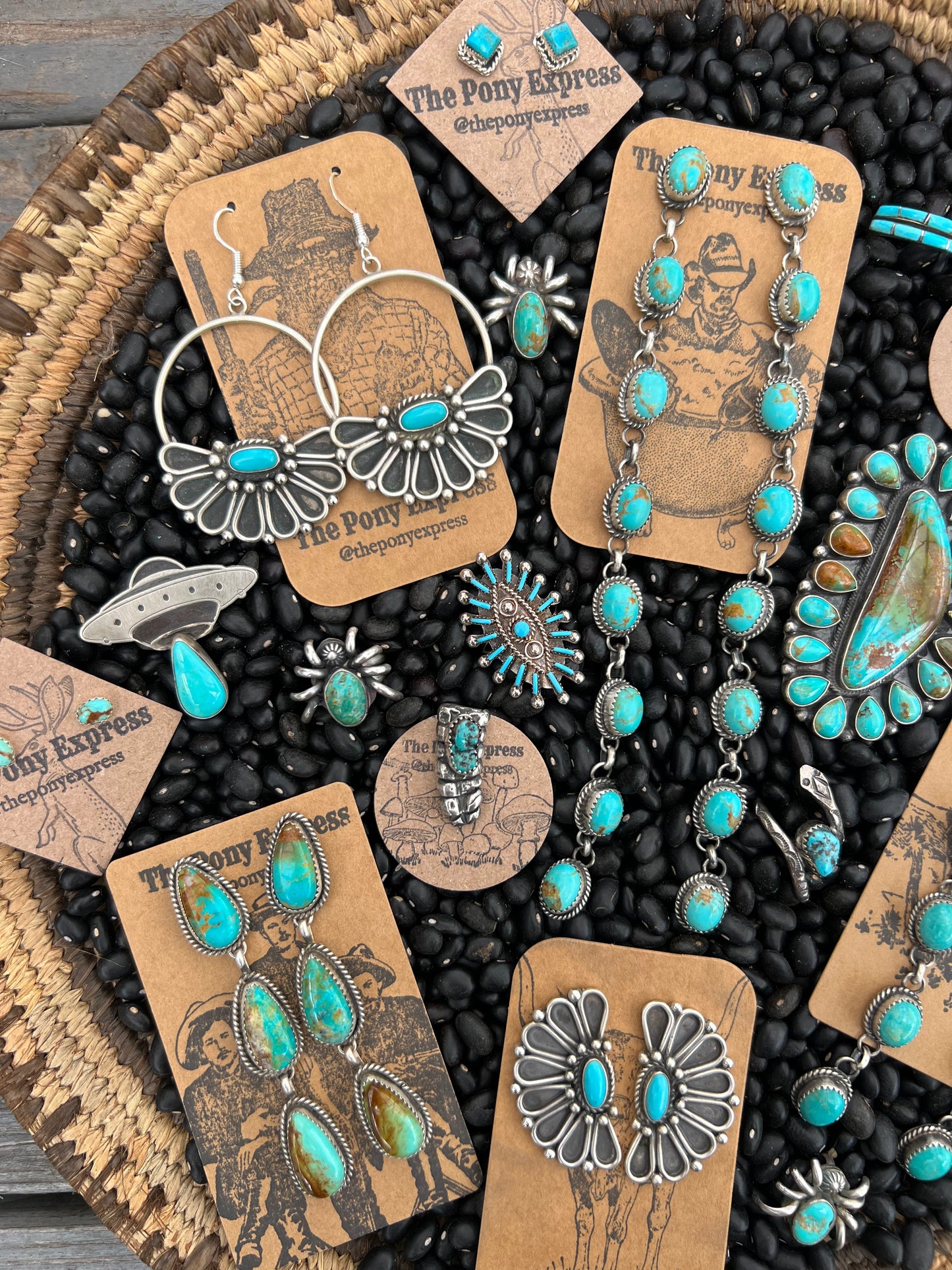 Triple Crown Long Turquoise Earrings