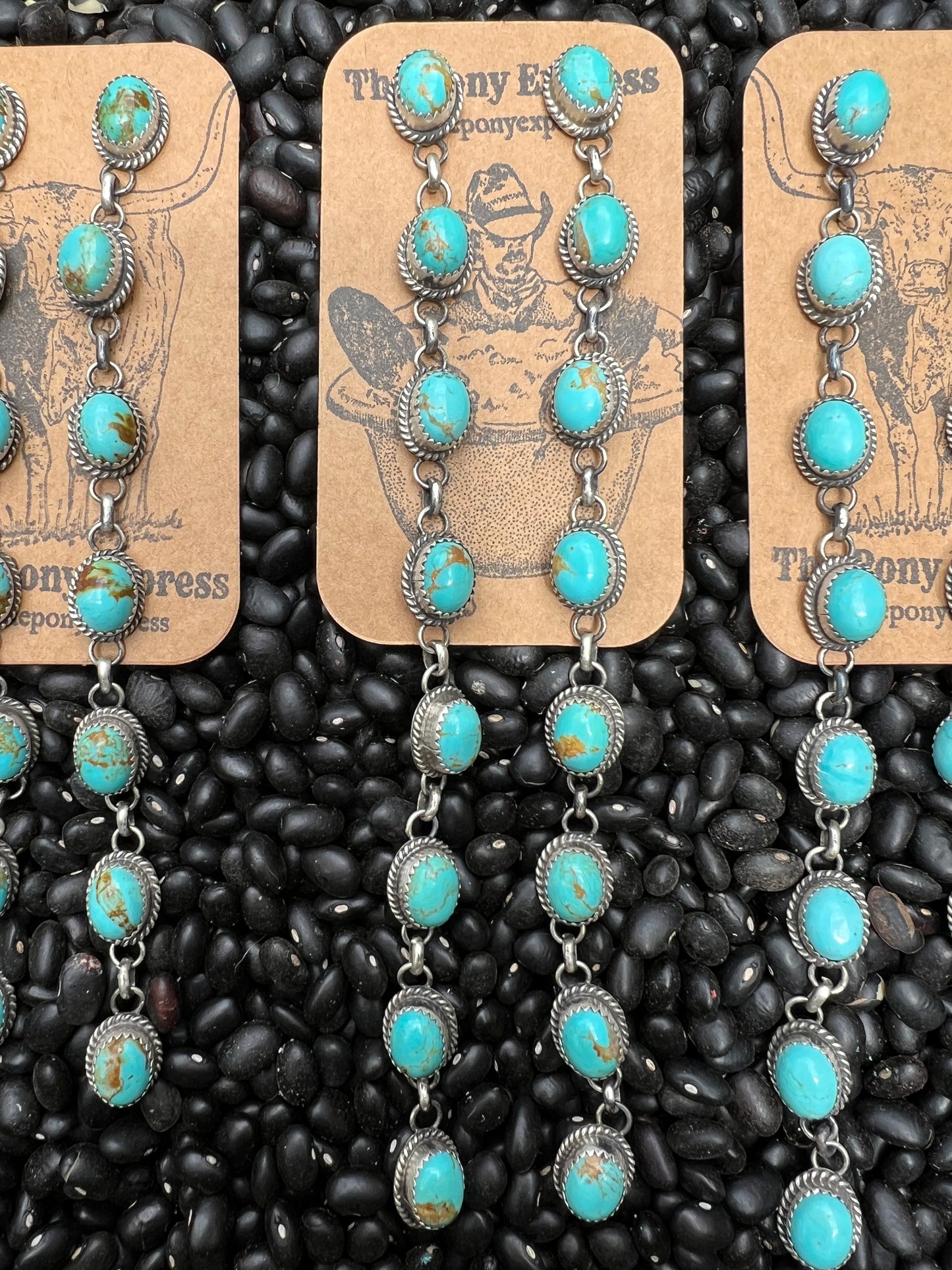 Triple Crown Long Turquoise Earrings