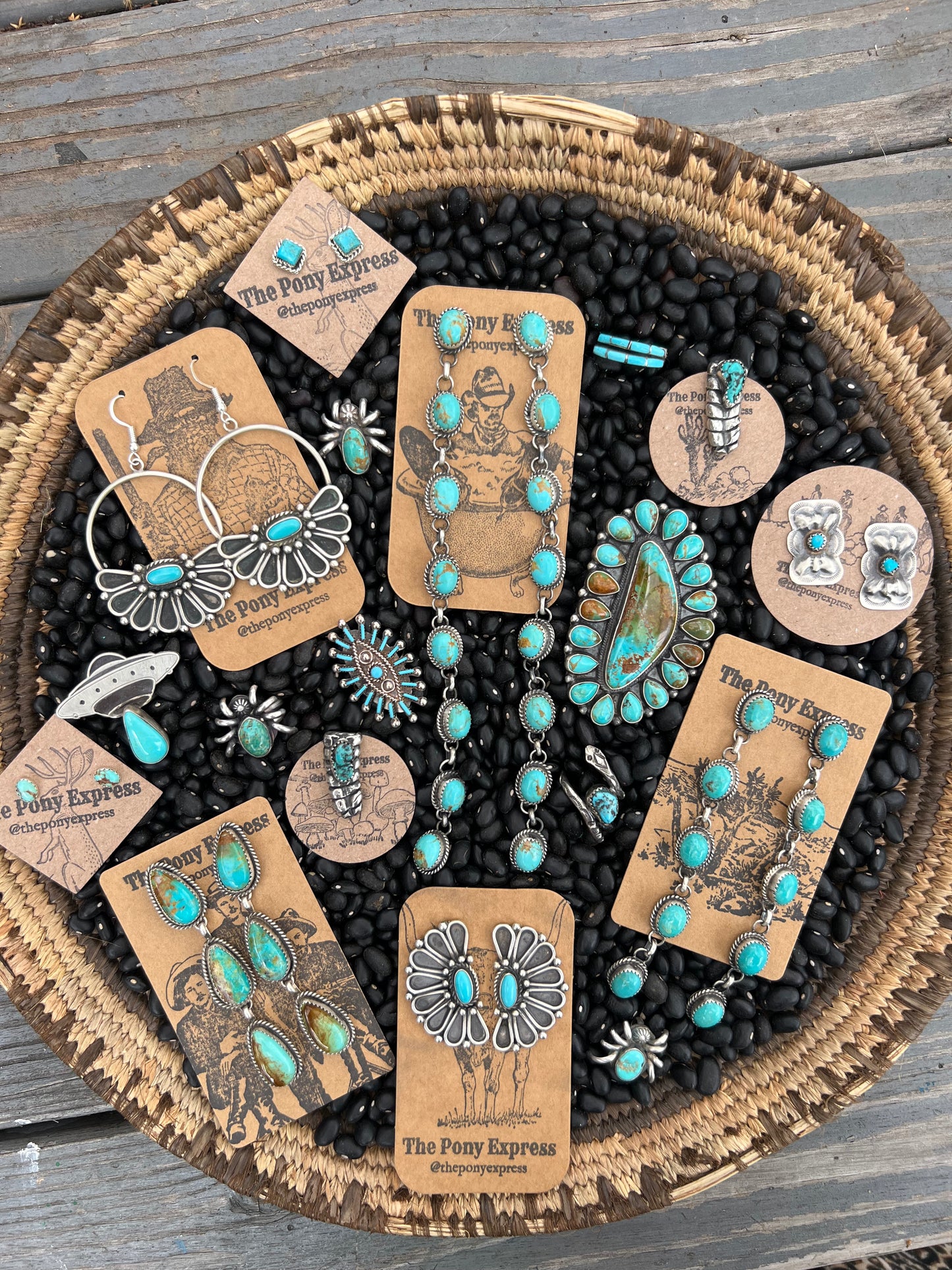 Triple Crown Long Turquoise Earrings